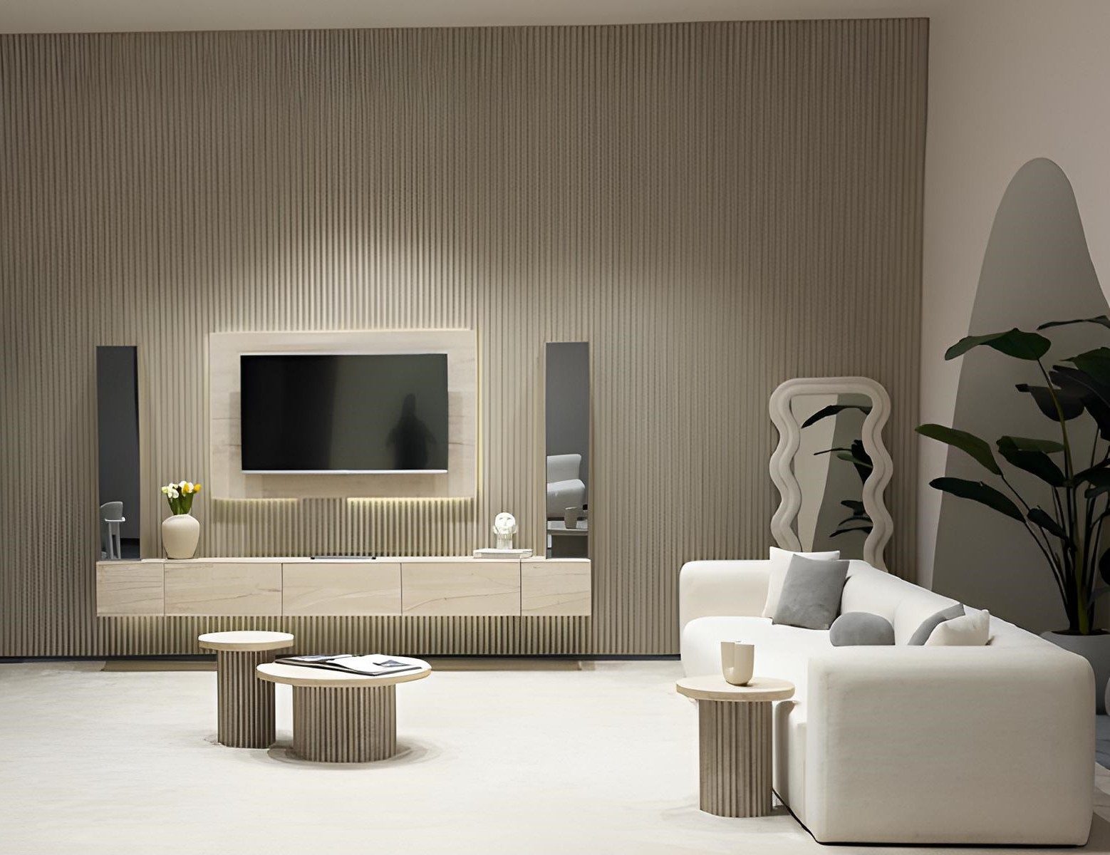 Xlmoebel Vitrine Beige Vitrinenschränke im modernen, minimalistischen Design Made in Europa