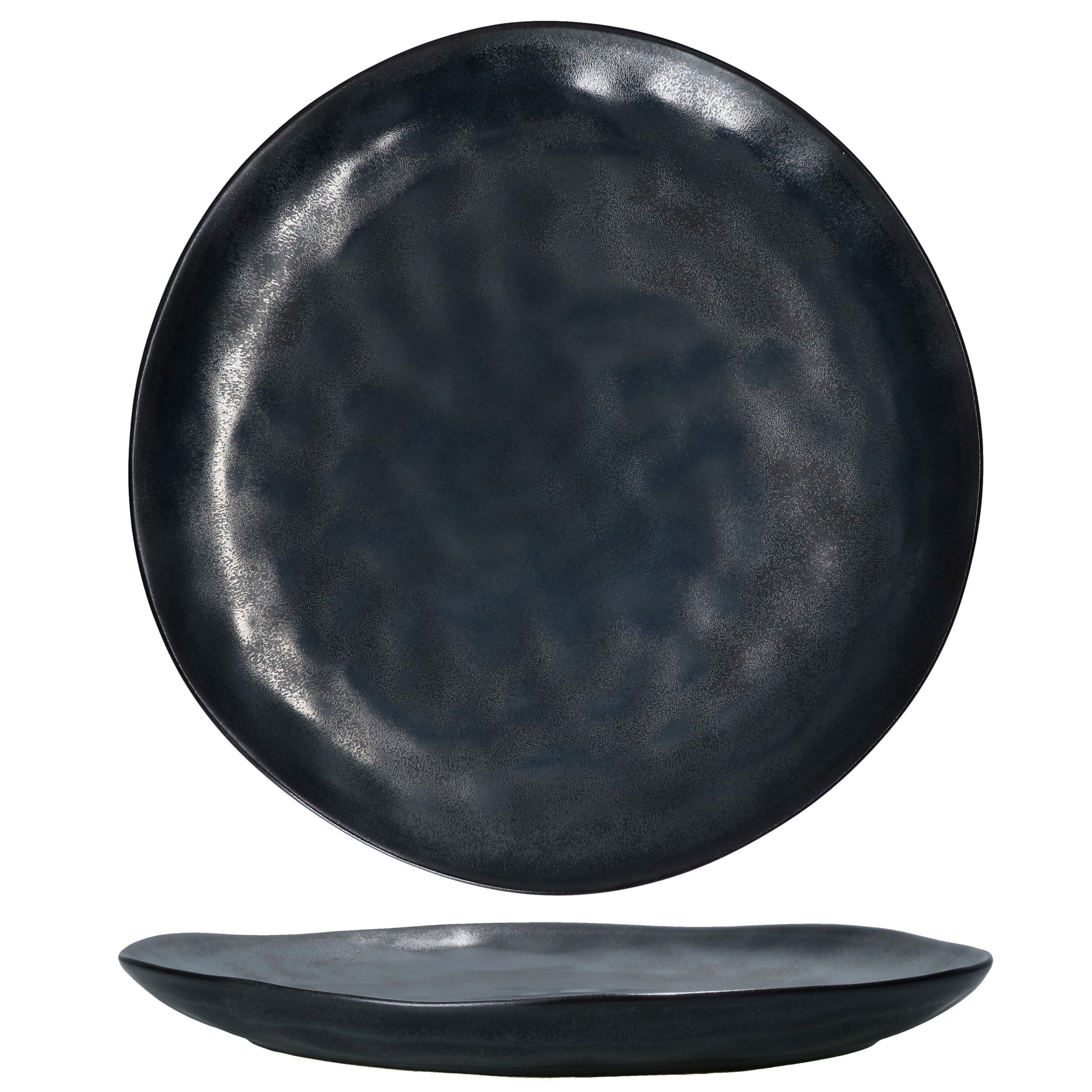Steingut Servierplatte - schwarz MamboCat 27,5cm Servierplatte 24322601, Manhattan rund 4er Set