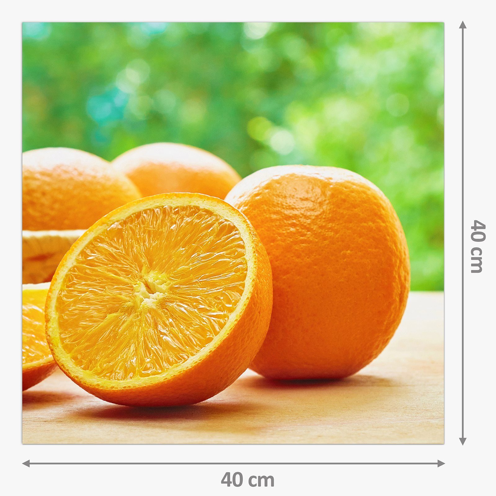 Primedeco Küchenrückwand Spritzschutz Glas Orangen Tisch auf