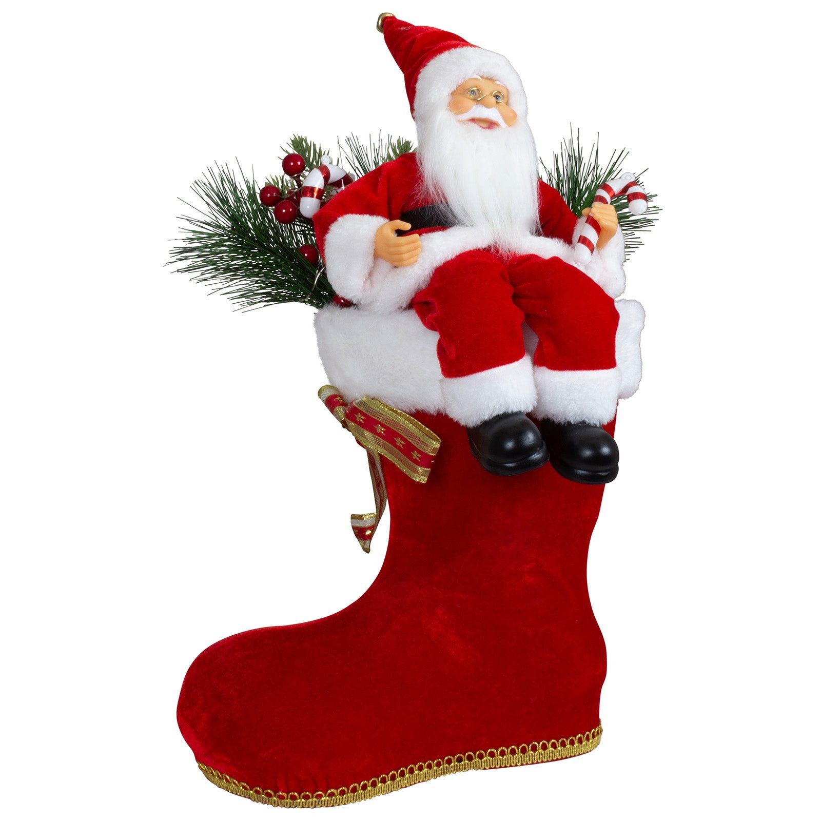 Christmas Paradise Weihnachtsmann 45 cm im Stiefel (Weihnachtsdeko, 1 St., mit LED), rot