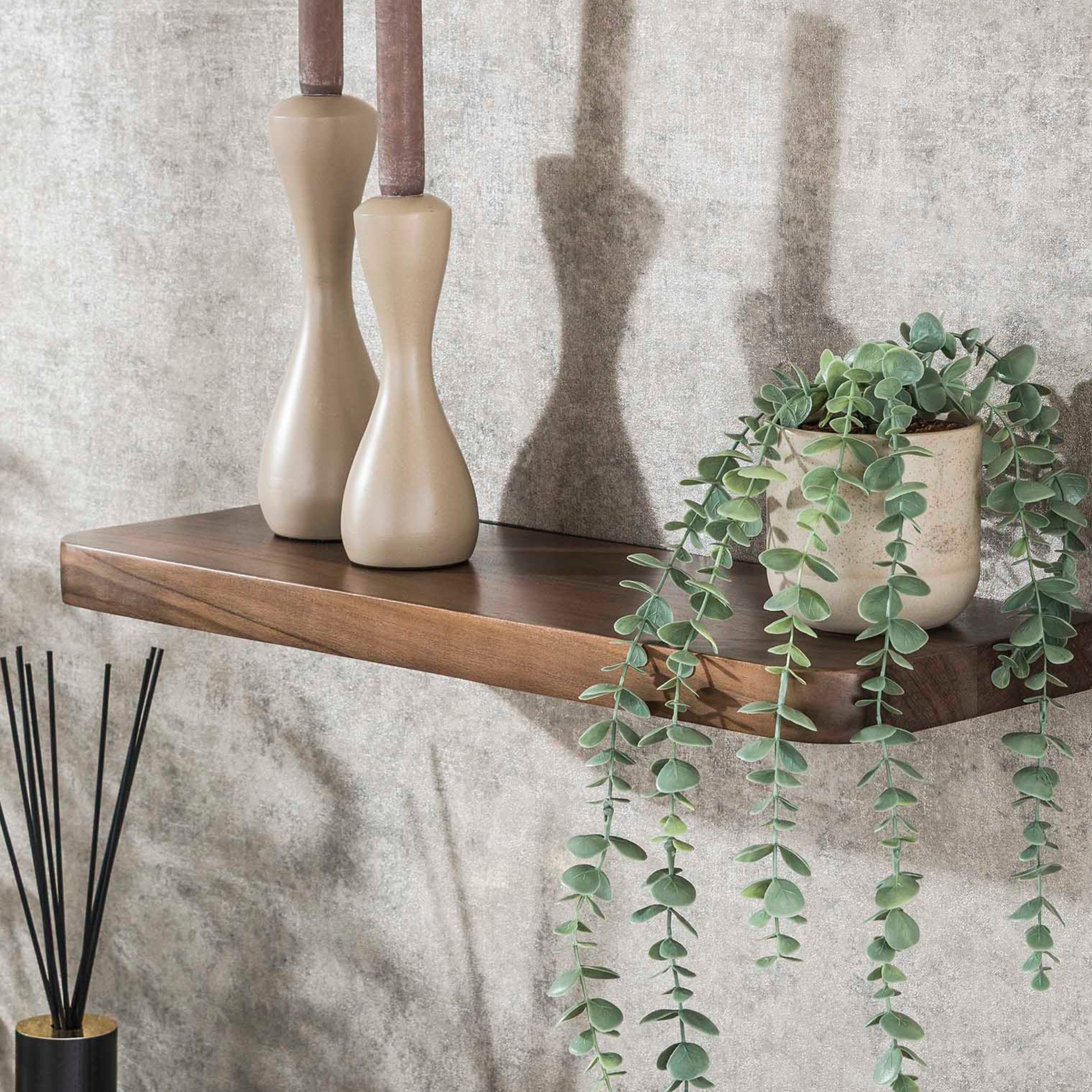 alesvelt Wandregal CARVE DRIFTWOOD Schwebendes Massivholz-Regal mit abgerundeten Ecken, 60x20,5x3,5cm, Akazienholz