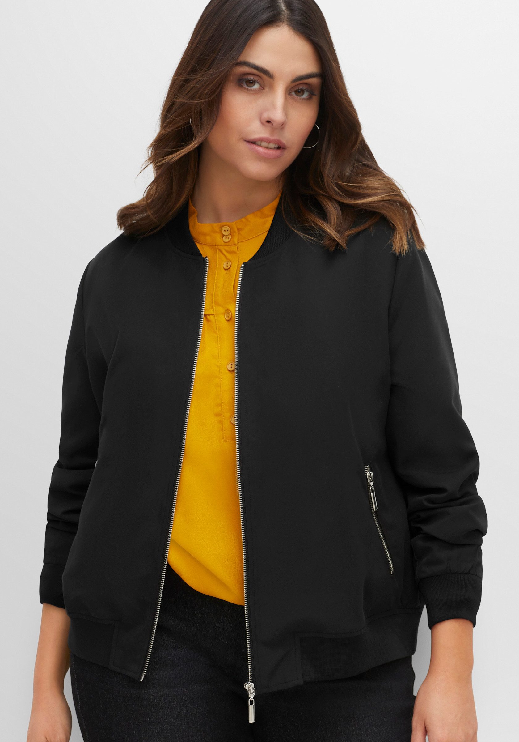 Sheego Allwetterjacke Blouson . mit Rippbündchen und Reißverschluss günstig online kaufen
