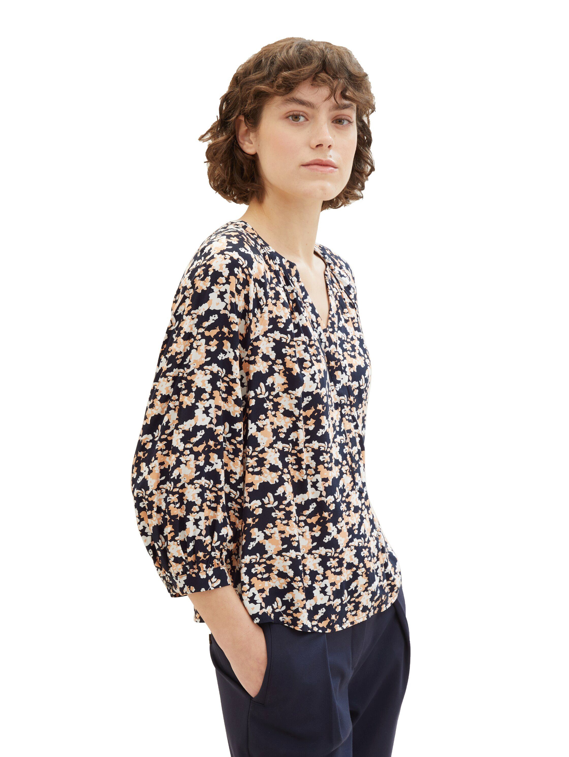 TOM TAILOR Druckbluse mit Serafino-Kragen günstig online kaufen