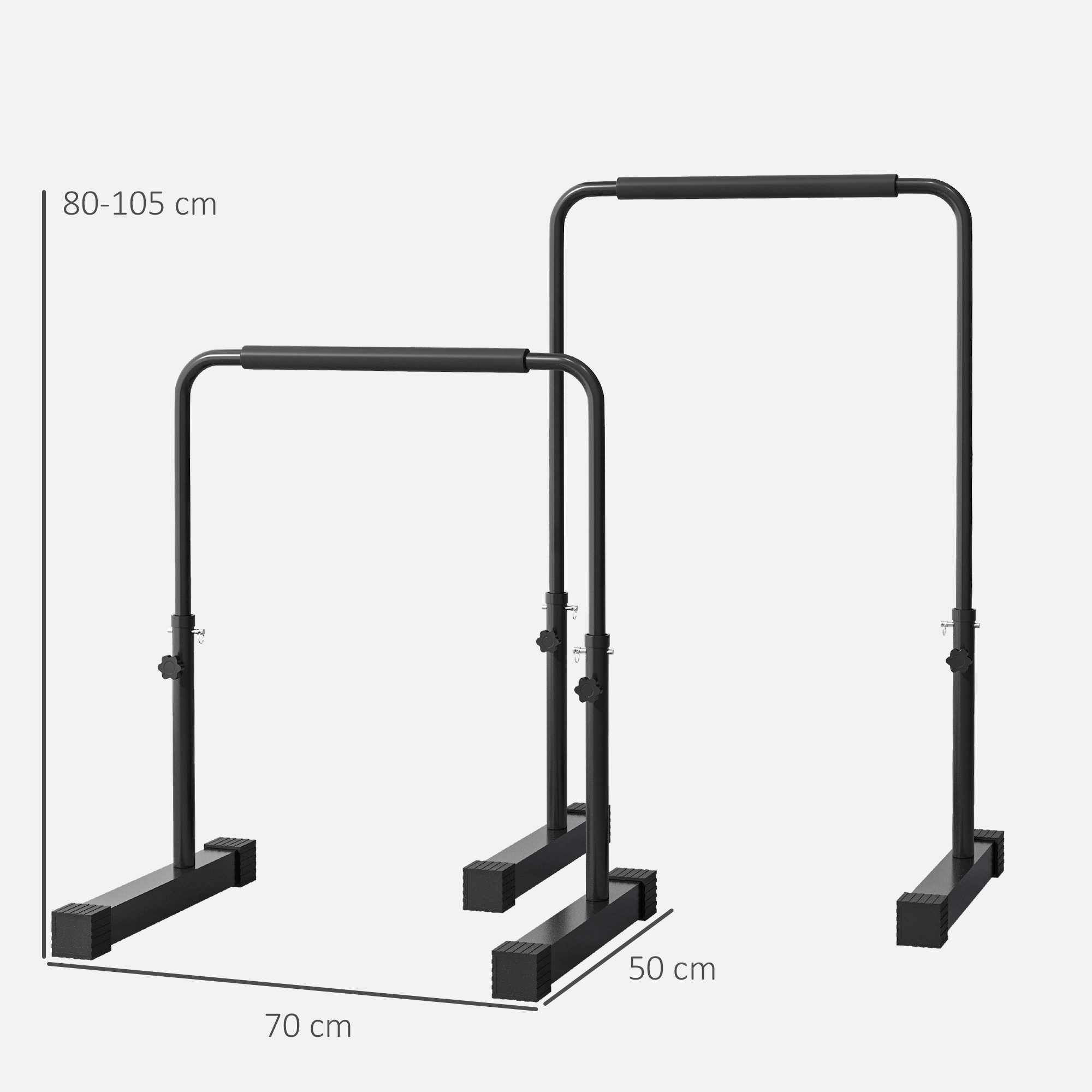 SPORTNOW Liegestützgriffe 2er Set 80-100 cm Höhenverstellbar Push up Bars (Parallettes, 2-St., Push Up Griffe), für Muskeltraining und Krafttraining Stahl Schwarz
