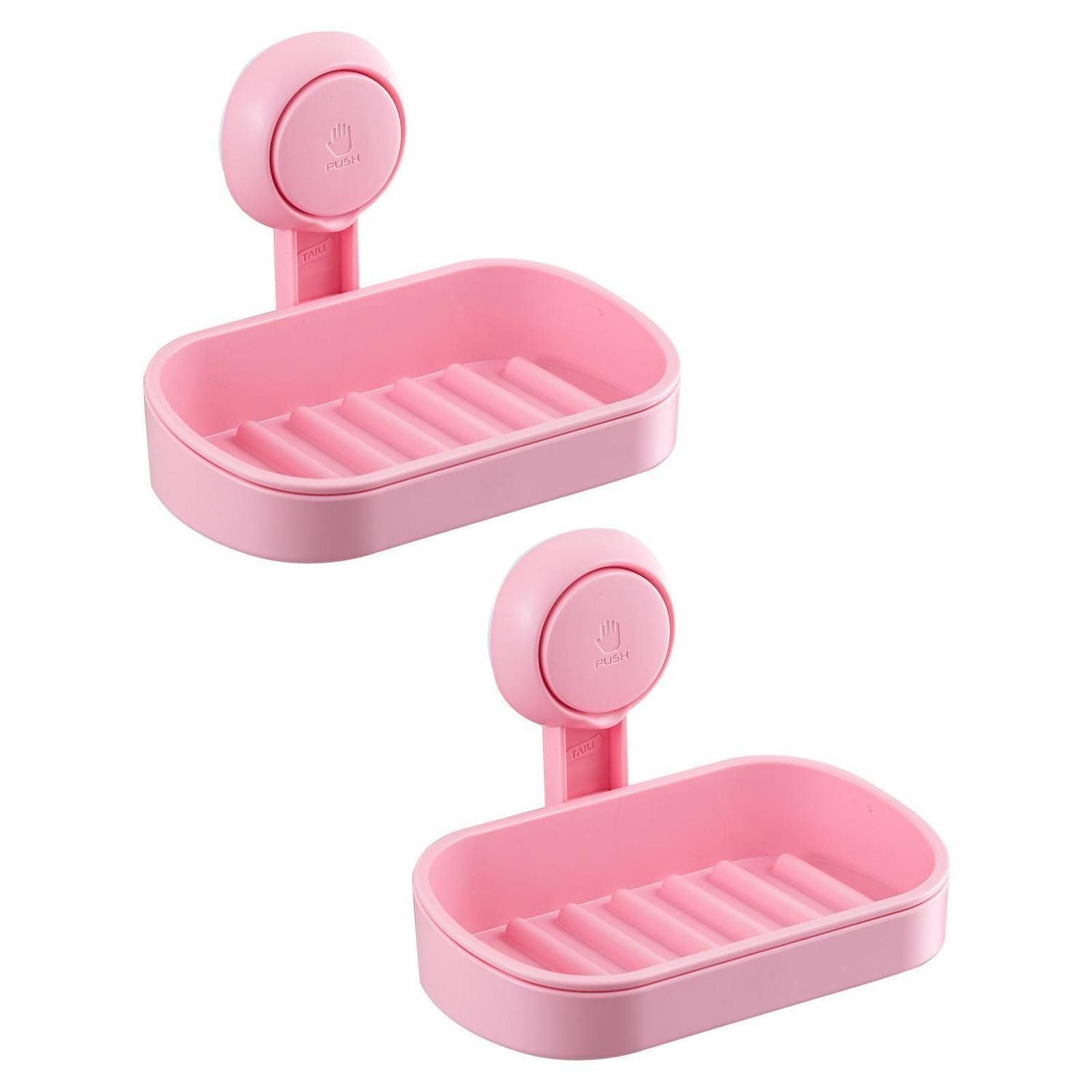 LuxusKollektion Seifenschale Seifenschale Saugnapf 2er Rosa 3kg, Breite: 4.8 cm, 2-St.