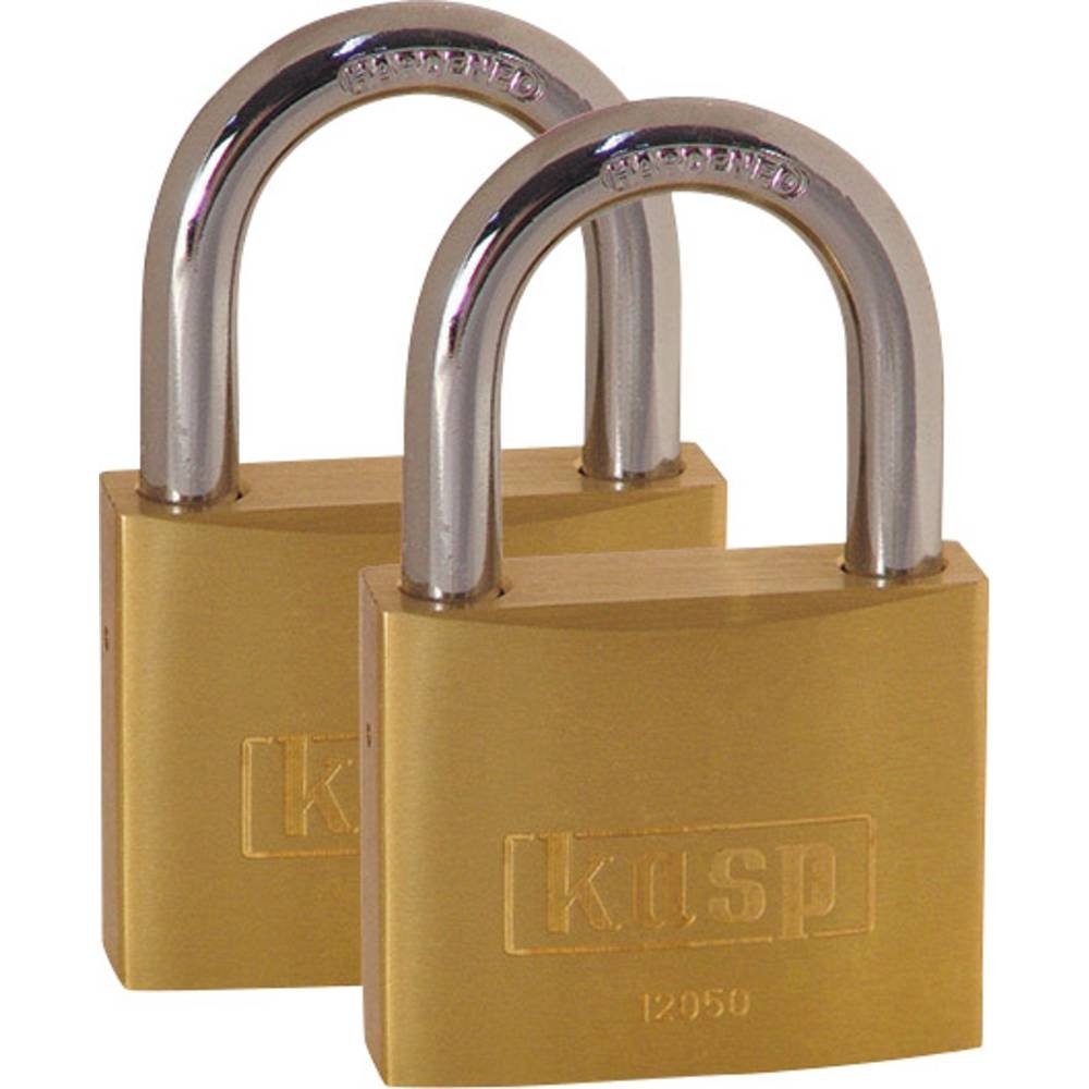Kasp Vorhängeschloss Messingschloss, 50 mm, Doppelpack, gleichschließend K12050D2
