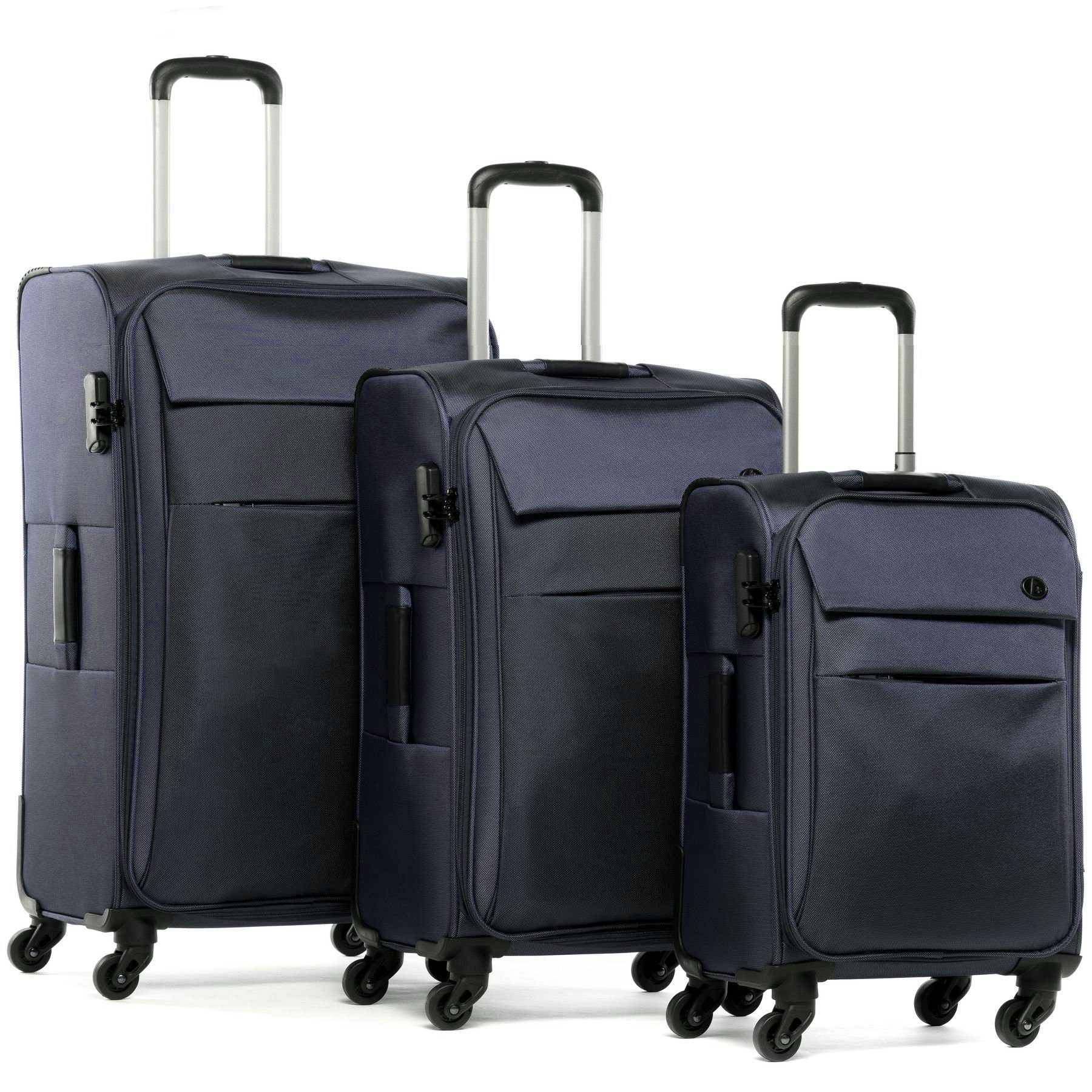 FERGÉ Kofferset Weichschale 3 teilig Koffer Set Calais, 4 Rollen, (3er Kofferset stabil und leicht mit Zahlenschloß, 3 tlg., Hartschalen-Trolley Set 3 Größen Handgepäck Koffer M XL), Trolley 3er Koffer Set, Reisekoffer 4 Rollen, Premium Rollkoffer