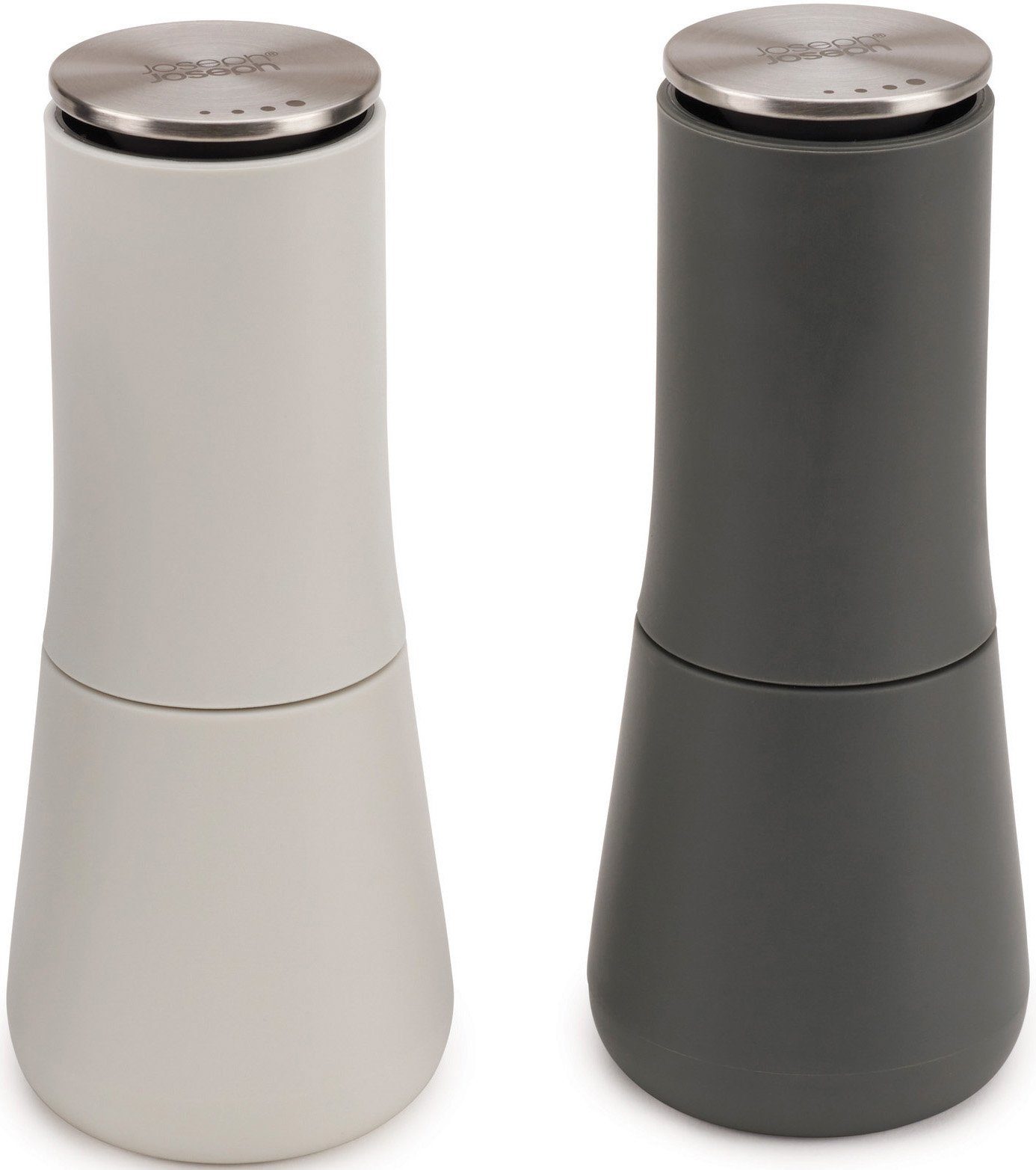 Joseph Joseph Salz-/Pfeffermühle Milltop™ manuell, (2 Stück), Keramikmahlwerk, krümelfrei, Höhe ca. 17 cm