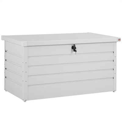 Gardebruk Auflagenbox, Auflagenbox 360L abschließbar Gasdruckfeder Kissenbox Gartentruhe Gerätebox Garten Aufbewahrungsbox Weiß