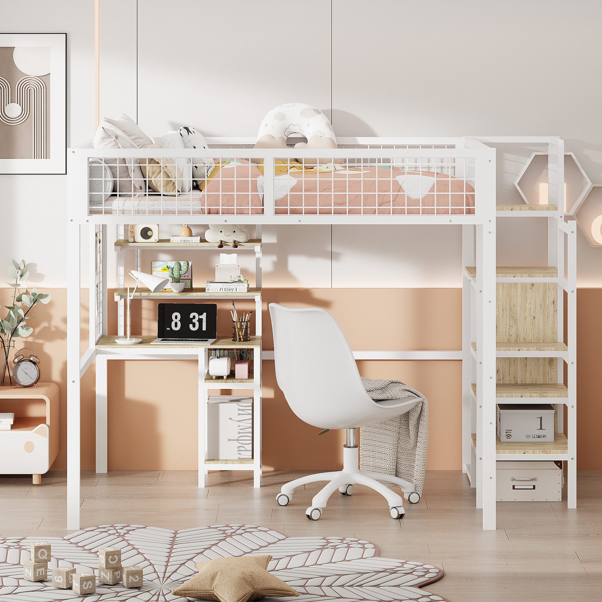 REDOM Metallbett Hochbett Einzelbett Stauraumbett Funktionsbett günstig online kaufen