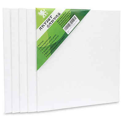 H&S Leinwand White Cotton Canvases - 5 on Pine Frame - 20x20 cm, White Cotton Canvases - 5 on Pine Frame - 20x20 cm