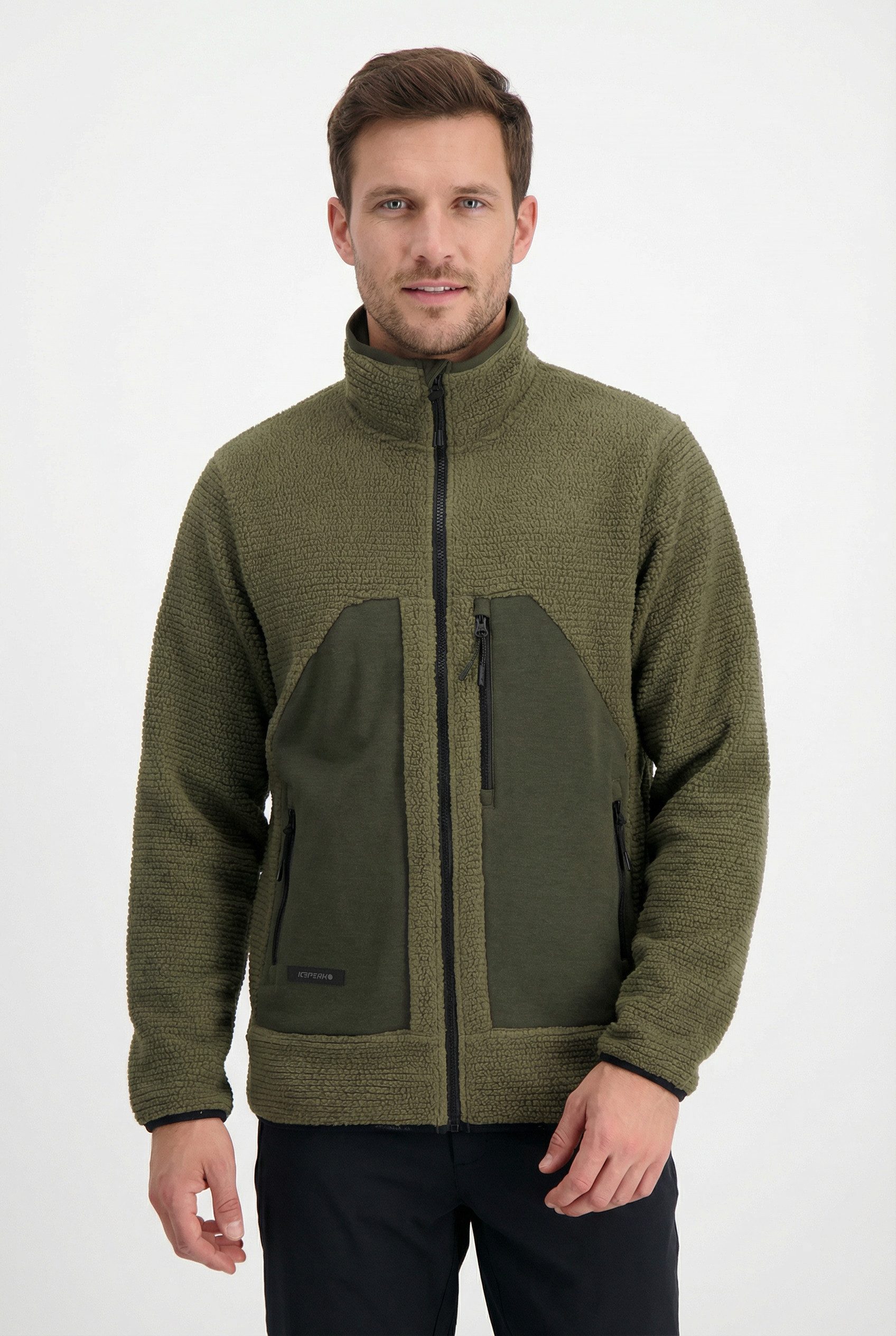 Icepeak Fleecejacke ANAHEIM mit Stehkragen, mit Reißverschlusstaschen, normale Passform