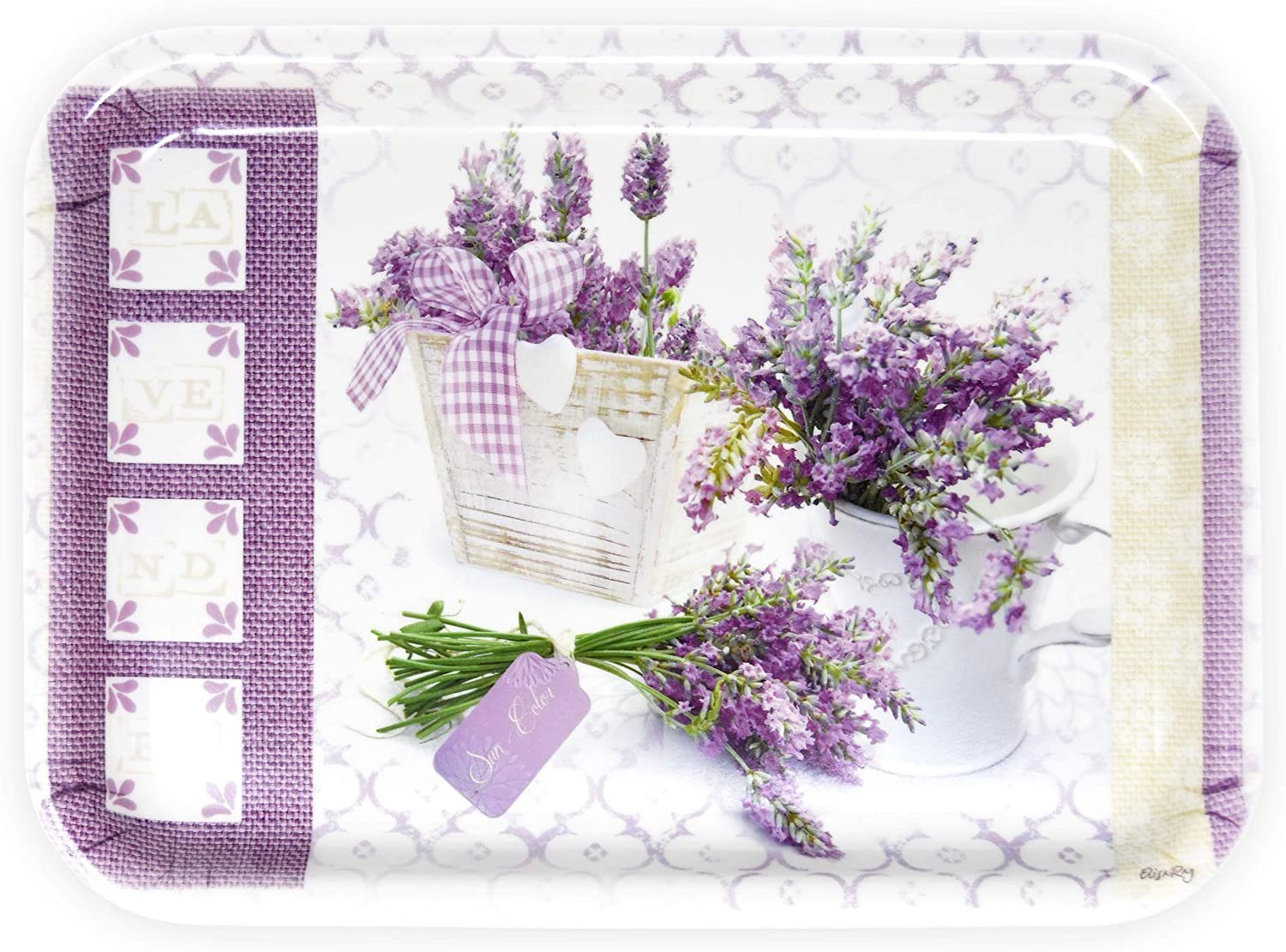 Lashuma Tablett Lavendeltraum, Kunststoff, (1-tlg), Mediterranes Teetablett lila 31x23 cm