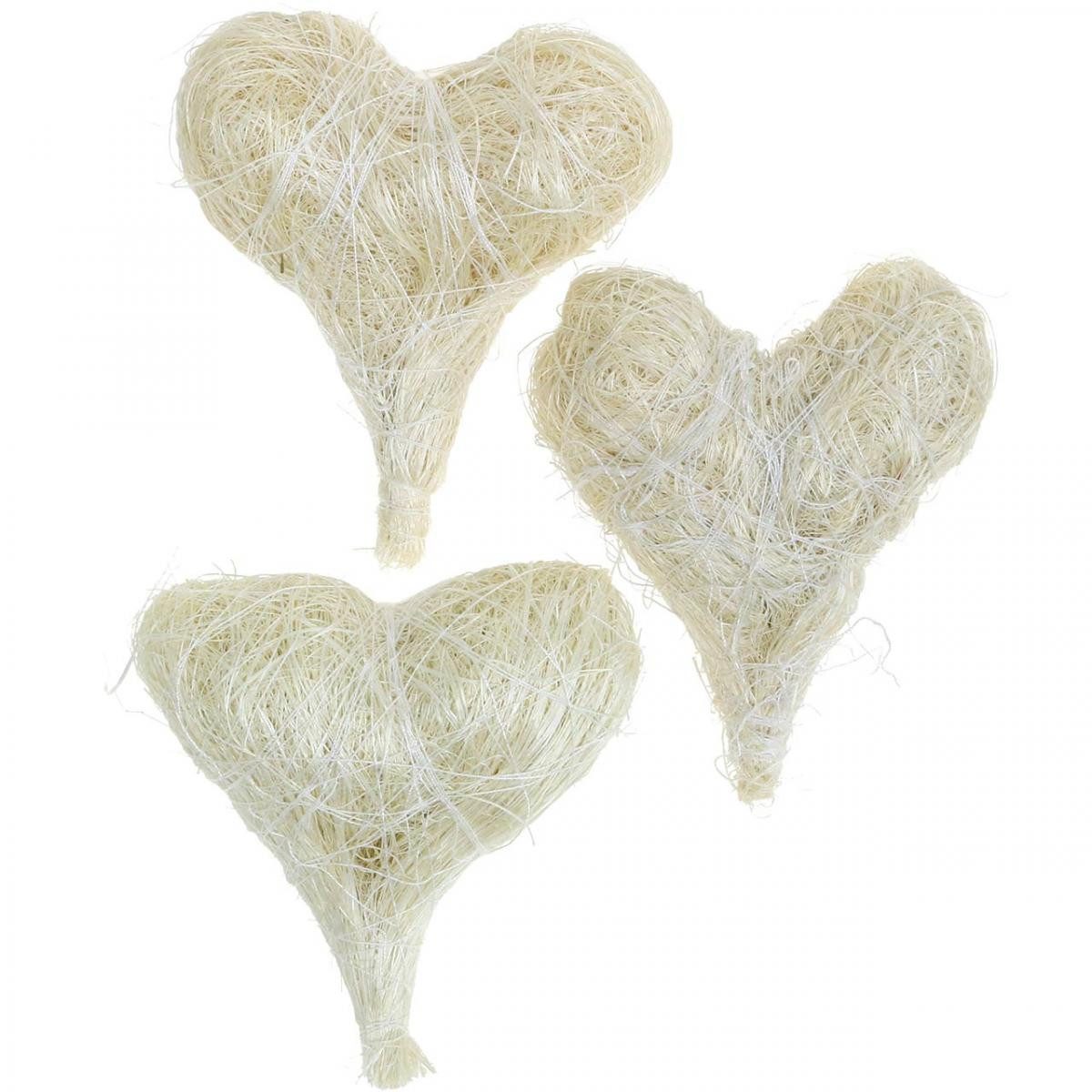 Bastelnaturmaterial Sisalherzen Deko-Herzen Cremeweiß für Tischdeko Hochzeit Streudeko