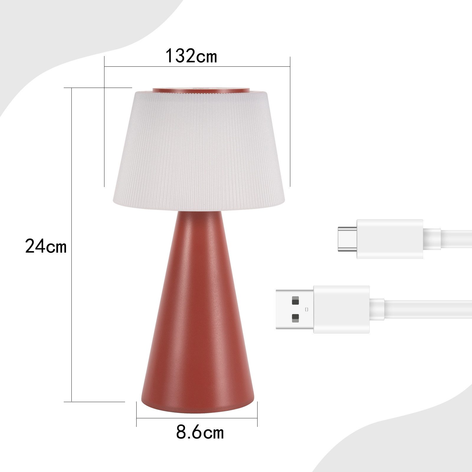 ZMH LED Tischleuchte Kabellos 3600mhA Dimmbar Tischlampe Modern Wohnzimmer Batterie, Augenschutz, Einfache Installtion, LED fest integriert, 3000-6500K, Touch Nachttischlampe mit USB Aufladbar Outdoor
