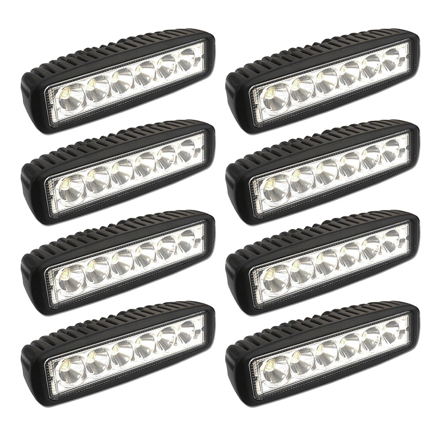 Lospitch LED Scheinwerfer 8x LED Arbeitsscheinwerfer 12V 24V LED  Scheinwerfer Traktor, 18W Rechteck, Arbeitslicht für Offroad, SUV, ATV  Rückfahrscheinwerfer IP67