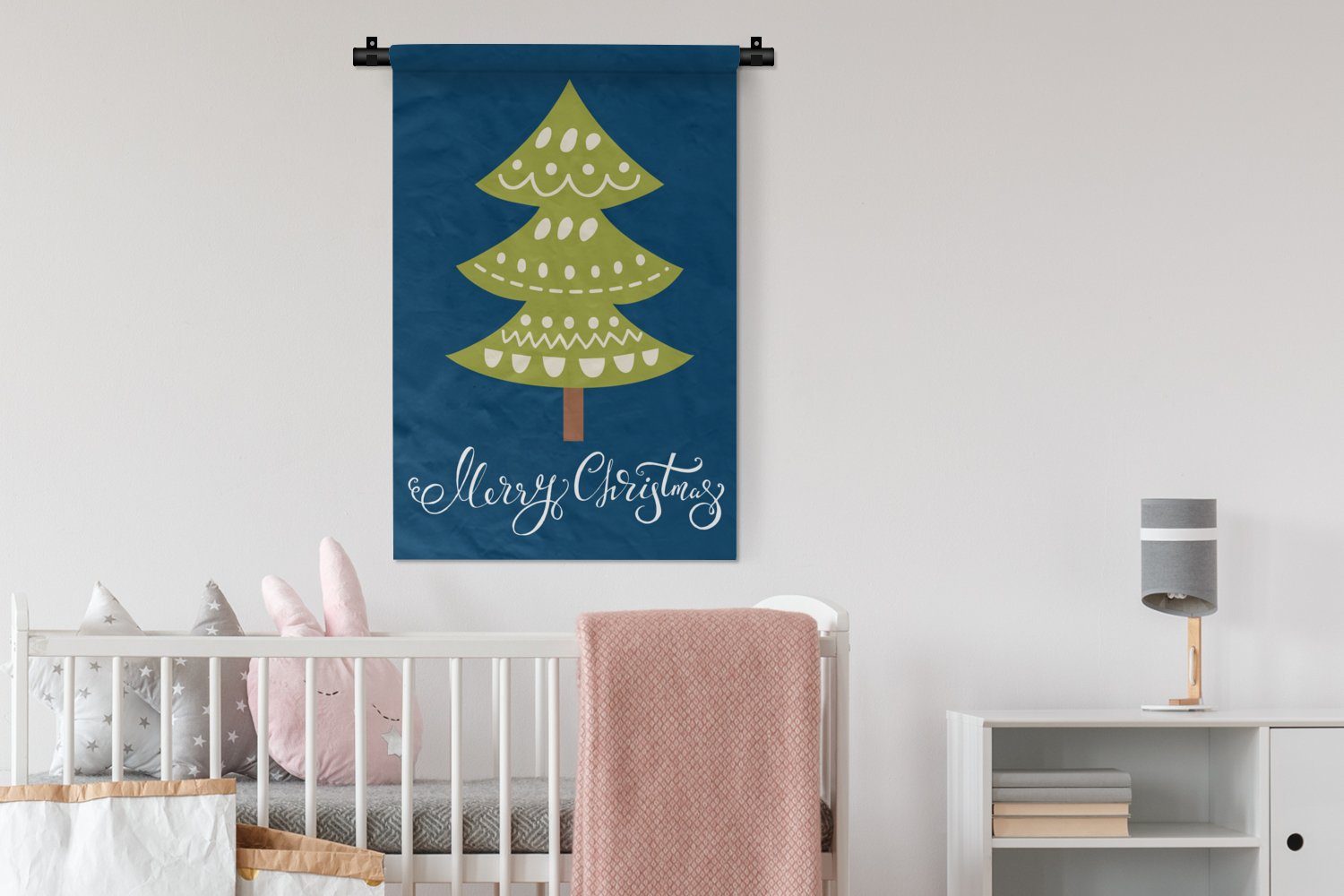 Kleid, MuchoWow Frohe Wanddeko Schlafzimmer, Weihnachten für Weihnachtsbaum - Wandbehang, - Weihnachten Tannenbaum, - Kinderzimmer - Wohnzimmer, Wanddekoobjekt Zitate