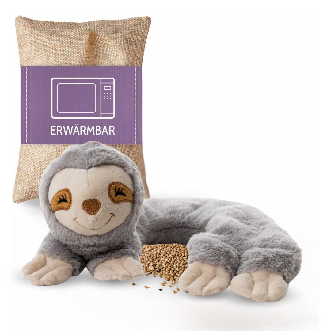 Wärmekissen Habibi Plush Premium Nackenhörnchen Faultier grau