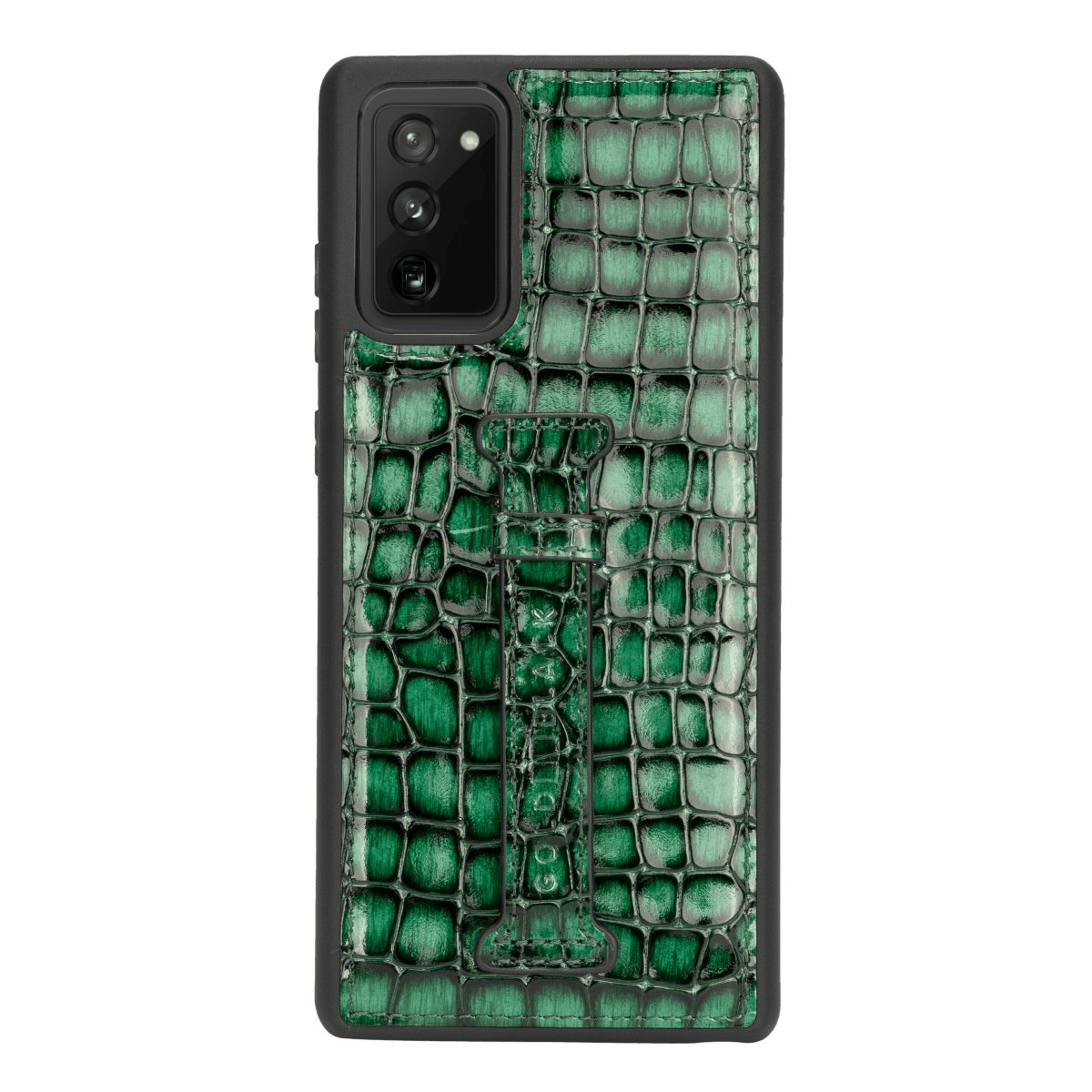 GOLDBLACK Handyhülle Samsung Note 20 Lederhülle mit Fingerschlaufe MILANO-Design Grün
