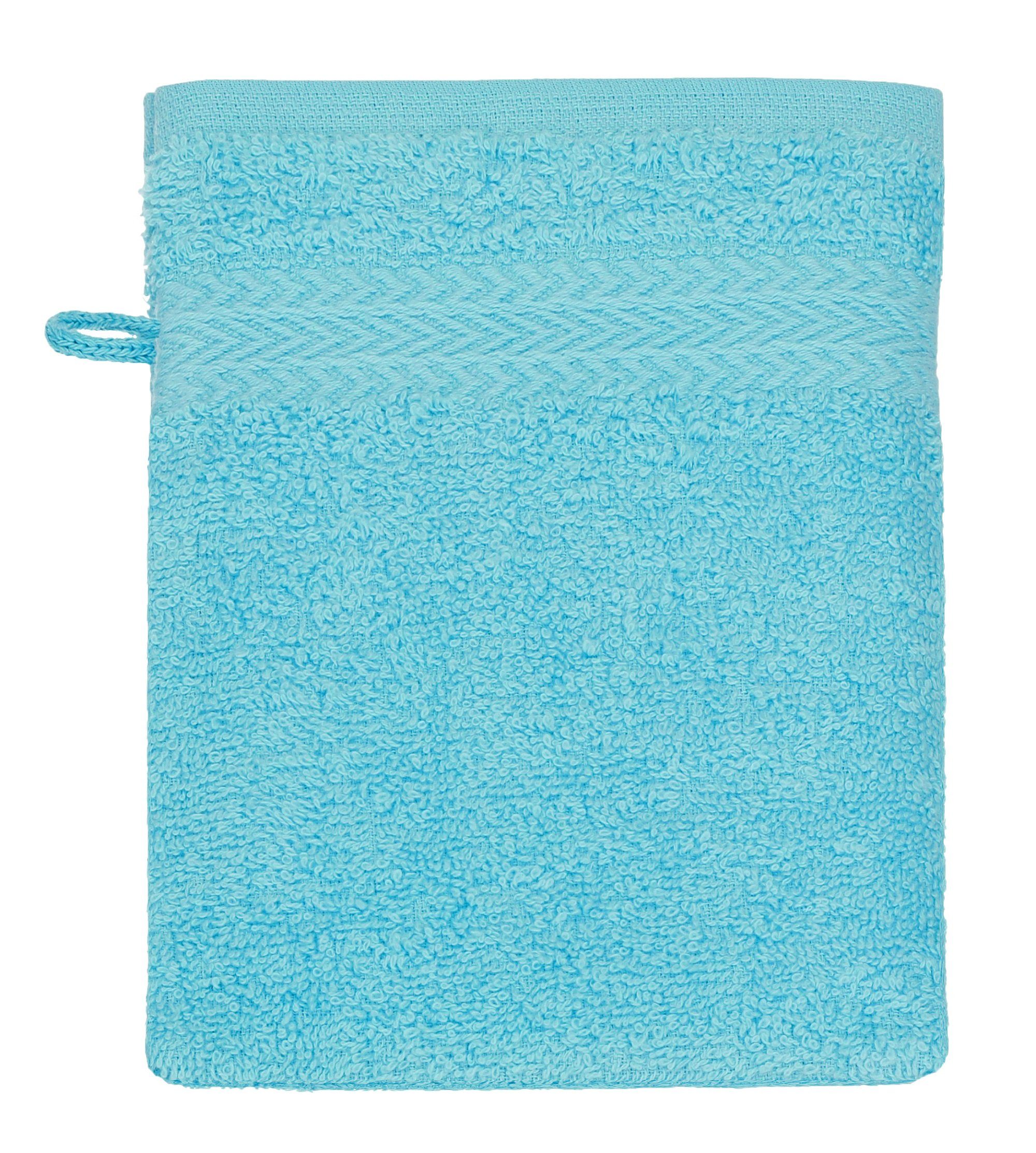 und 100% 16x21 Set Waschhandschuh Premium Farbe 10 Waschhandschuhe cm hellblau Waschlappen Stück Betz Baumwolle türkis (10-tlg)