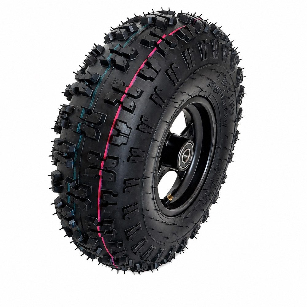 FunSport-Factory Kinderfahrzeug-Räder Komplettrad Kinderquadreifen 4.10-4 Schwarz, Stollenprofil, hoher Grip, für Kinderquads, robust & langlebig