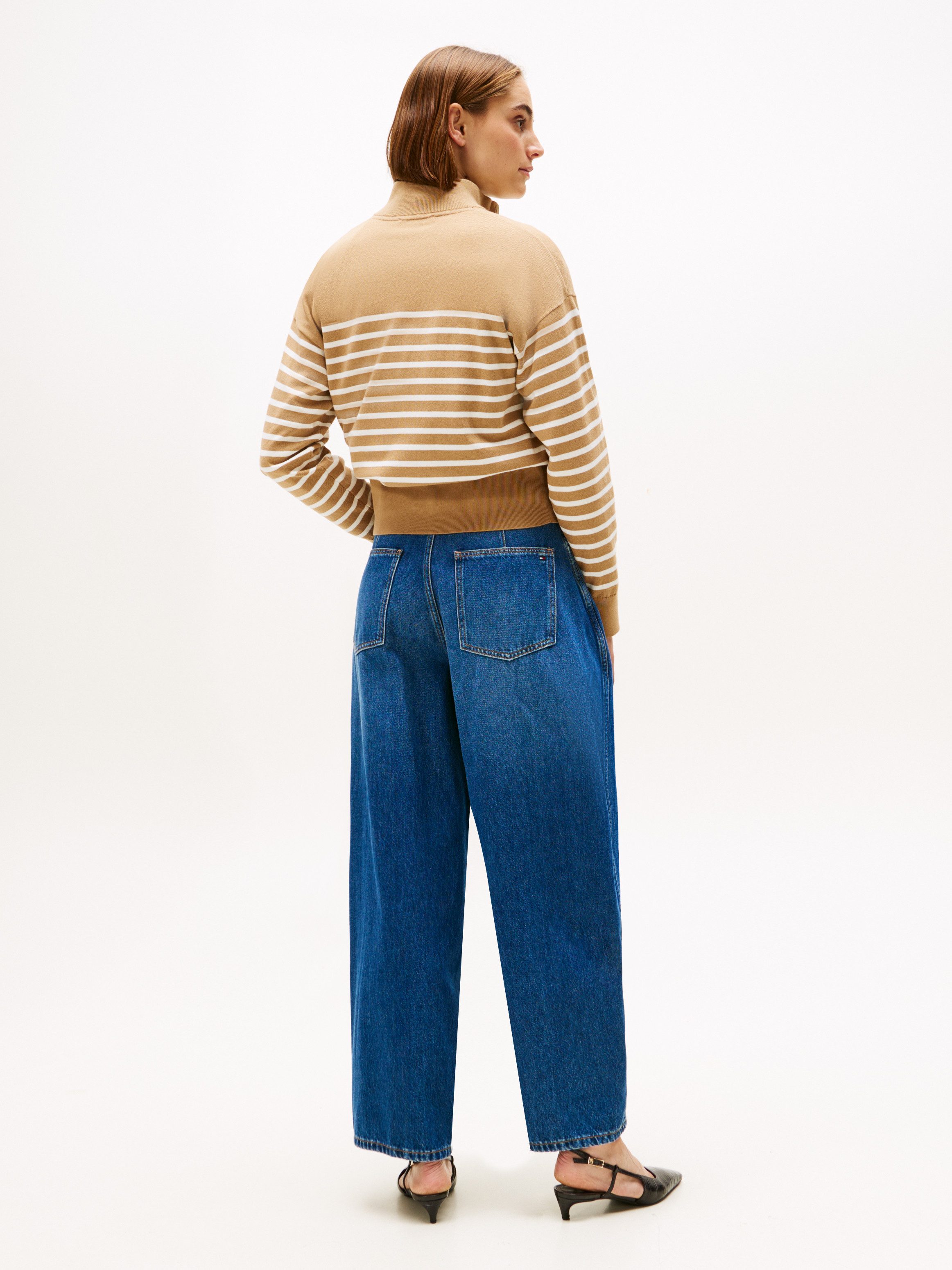 Tommy Hilfiger Strickpullover CO JERSEY GOLD BTN MOCK-NK SWT mit goldfarbenen Knöpfen