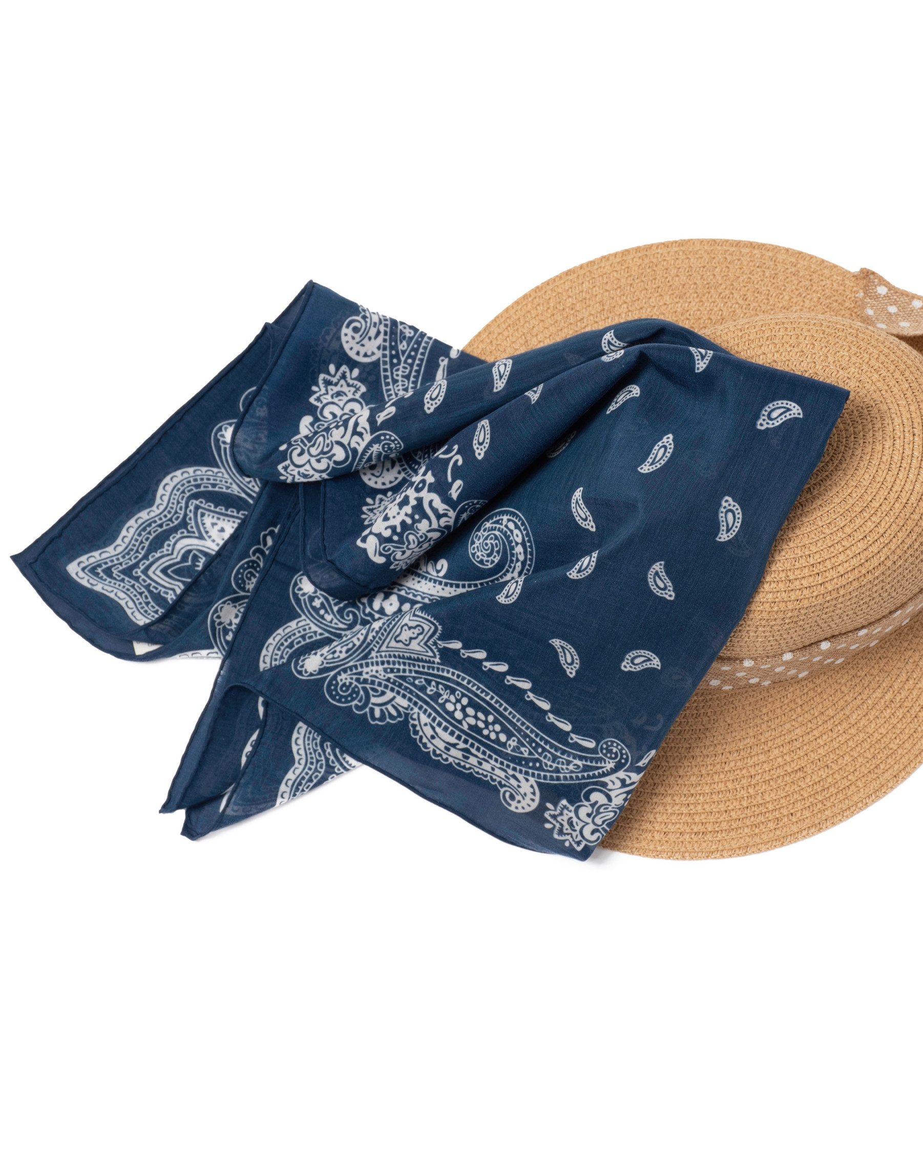 MayTree Seidentuch Bandana Baumwolle und Seide quadratisch 65x65cm, dunkelblau, (Stück), 70% Baumwolle, 30% Maulbeerseide mit handrolliertem Rand