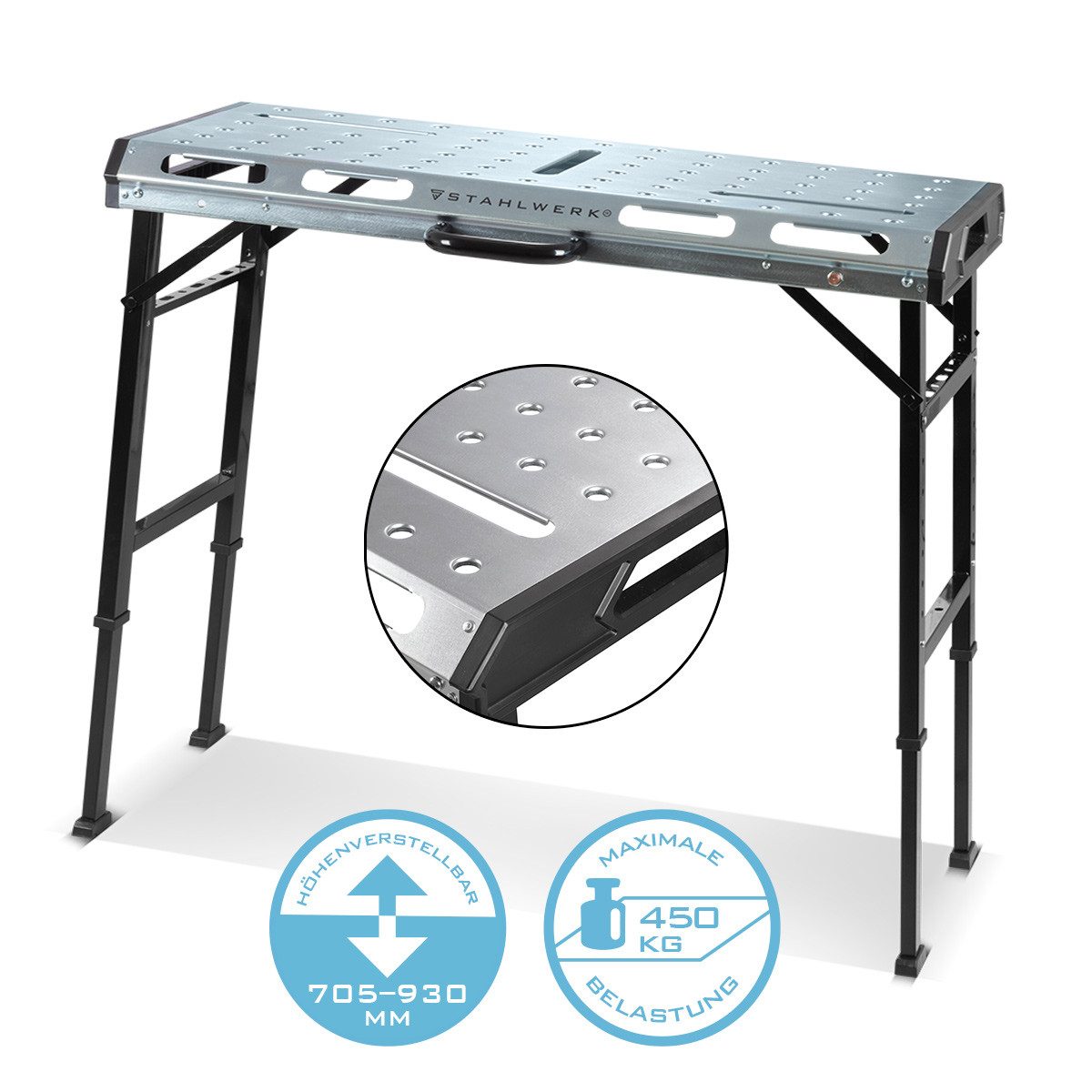 STAHLWERK Werkbank Mobiler Schweißtisch AWT-930 ST 1068 x 532mm Werkbank Höhenverstellbar, (Packung, 1-tlg), B/T/H: 106.8x53.2x93 cm