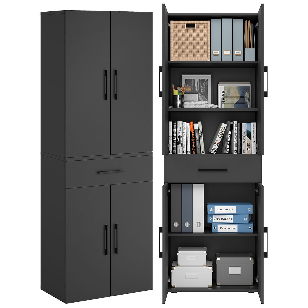 Bellamio Mehrzweckschrank Apol (Anthrazitschwarz) Aktenschrank mit 6 Fächer günstig online kaufen