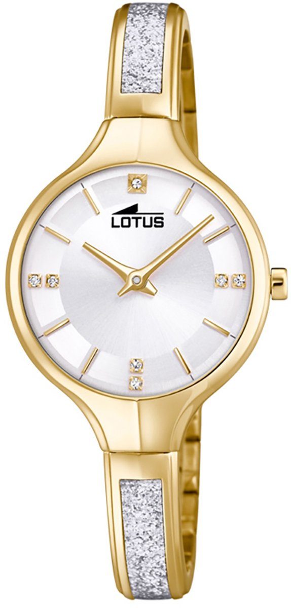Damen Uhren Lotus Quarzuhr UL18595/1 LOTUS Damen Uhr Fashion 18595/1, Damen Armbanduhr rund, Edelstahlarmband gold, silber