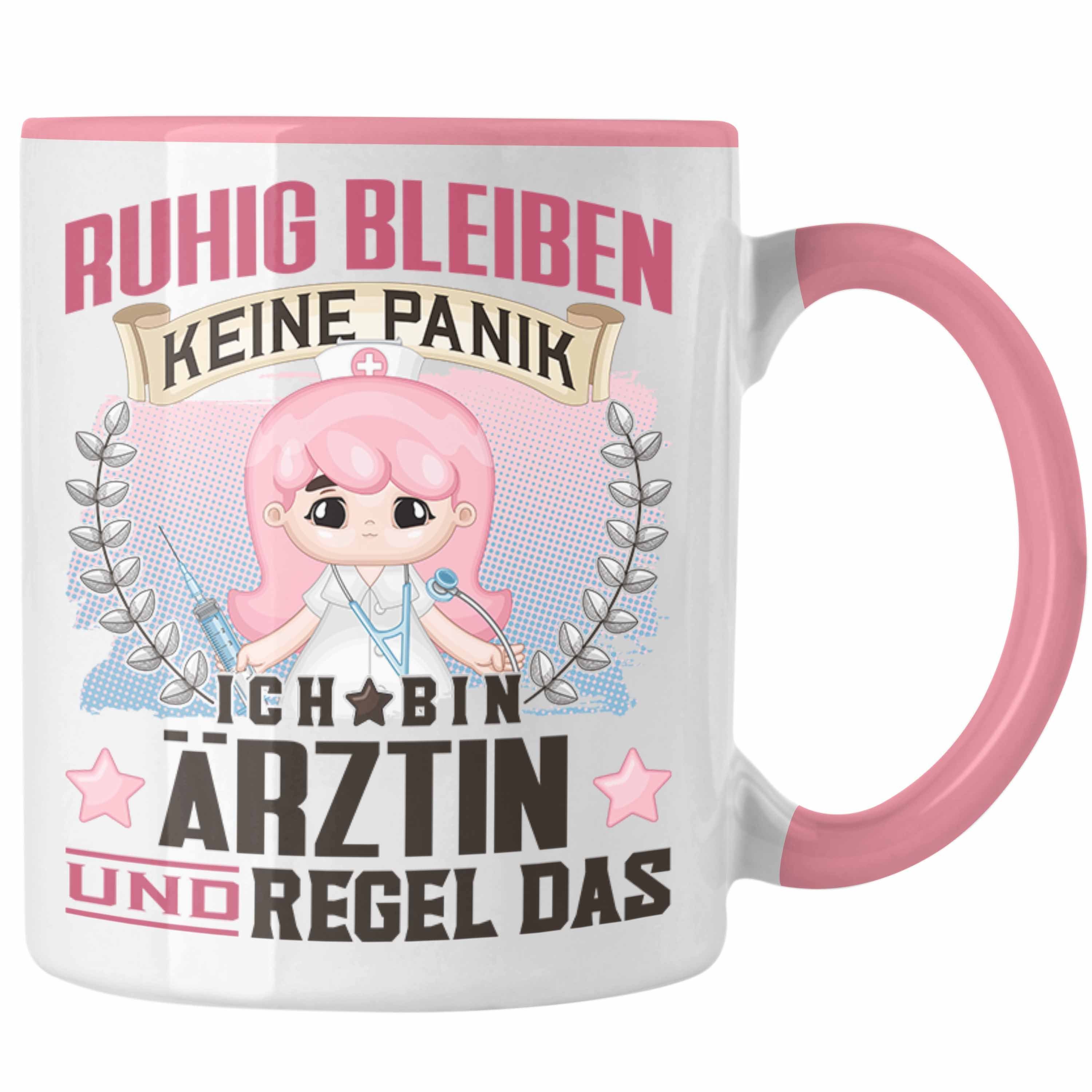 Trendation Ruhig Tasse Ärztin Bleibe Lustiger Trendation Rosa Frauen - Tasse Spruch Geschenk