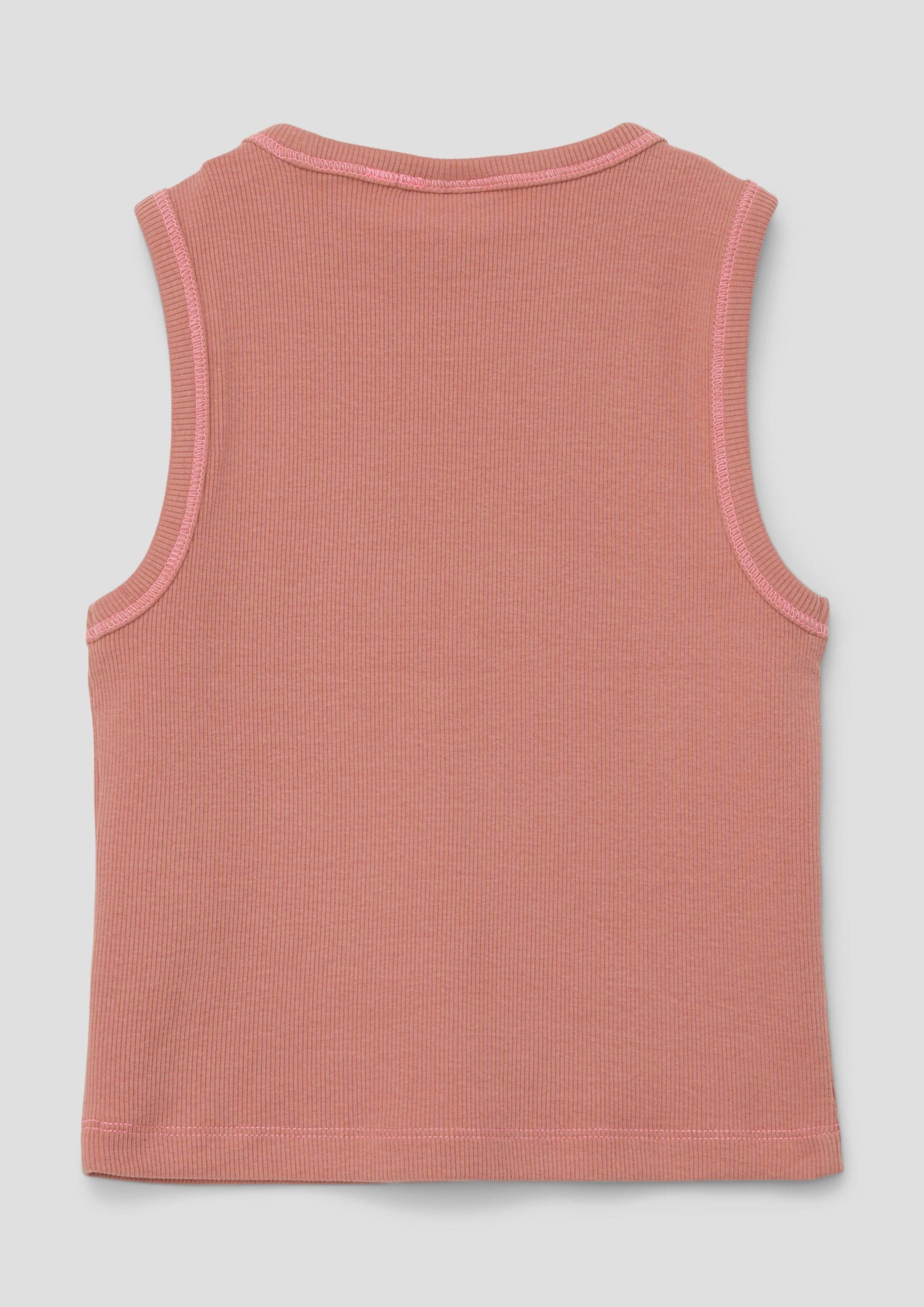 s.Oliver Muskelshirt T-Shirt Geripptes Tanktop mit Ziernähten