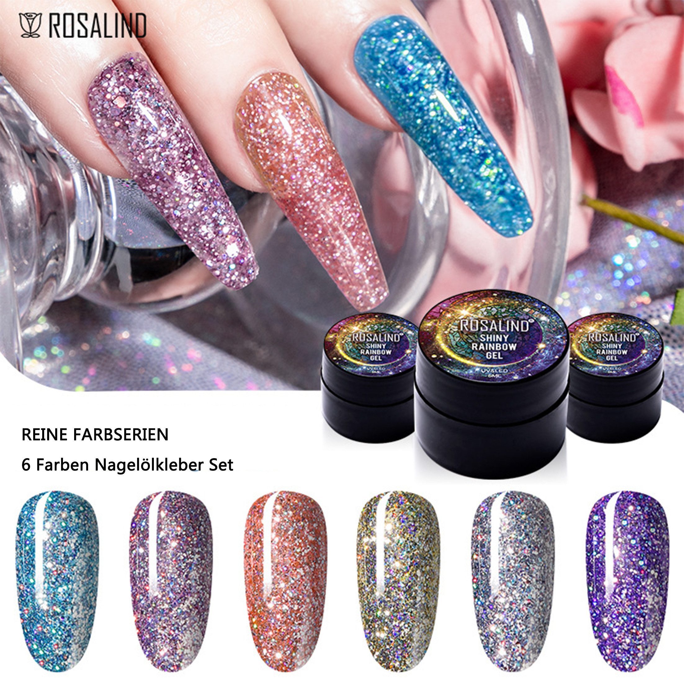 KINSI Nagellack-Set Gel-Nagellack Set mit Glitzer & Diamant-Effect - 6 Farb günstig online kaufen