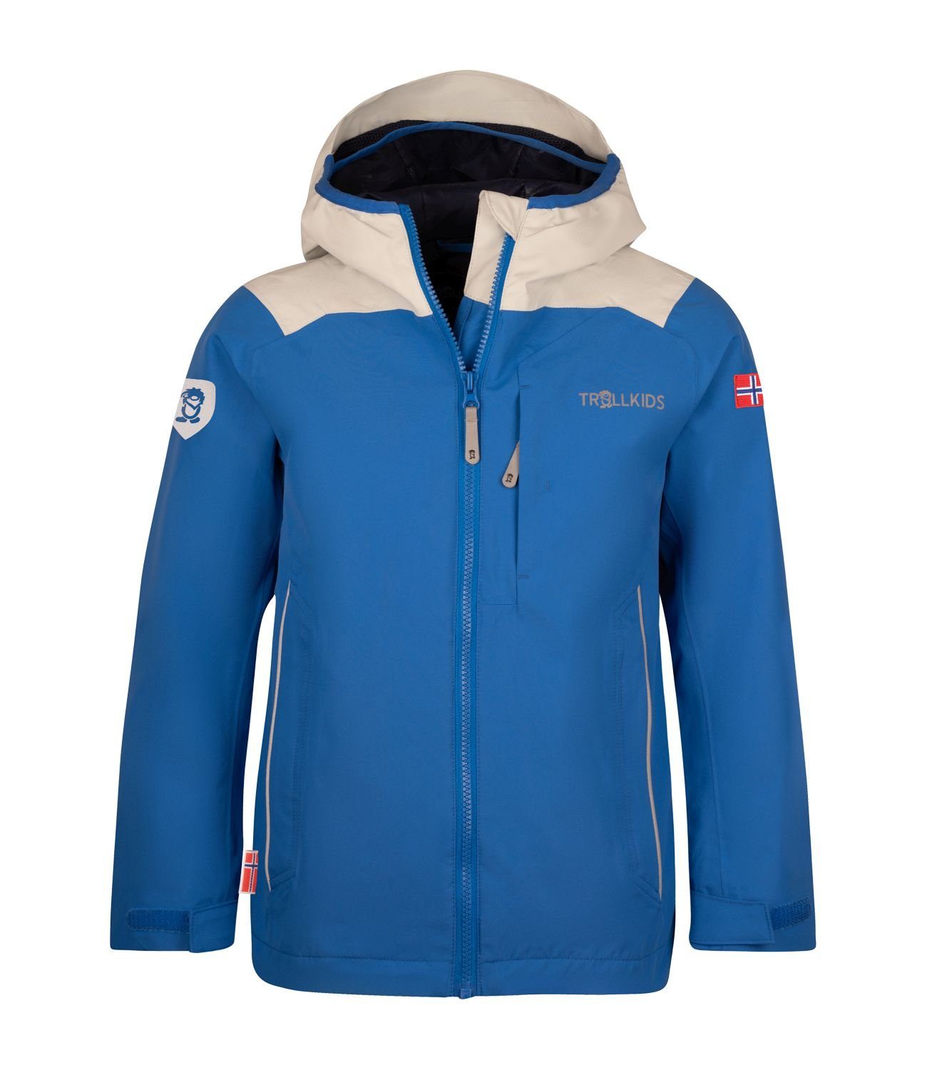 TROLLKIDS Regenjacke Bergen Wasserdicht Leuchtendes Blau/wolkig grau