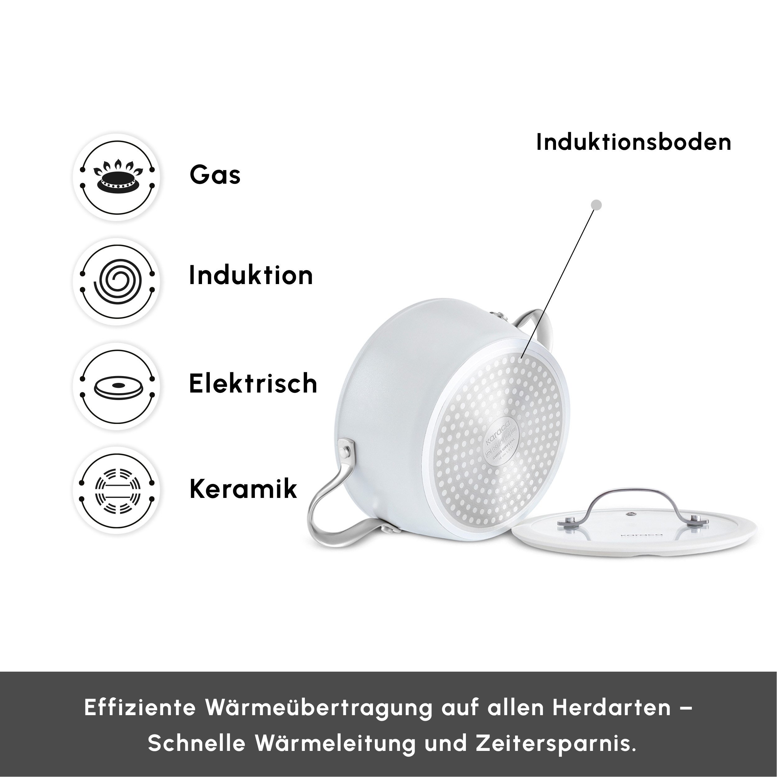 Karaca Kasserolle Karaca Swiss Crystal Almond Cream Handle Flache Kasserolle 26 cm