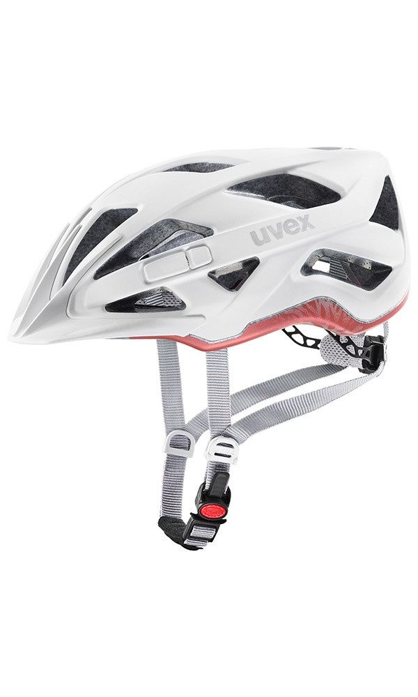 Uvex Fahrradhelm active cc weiss/goji matt