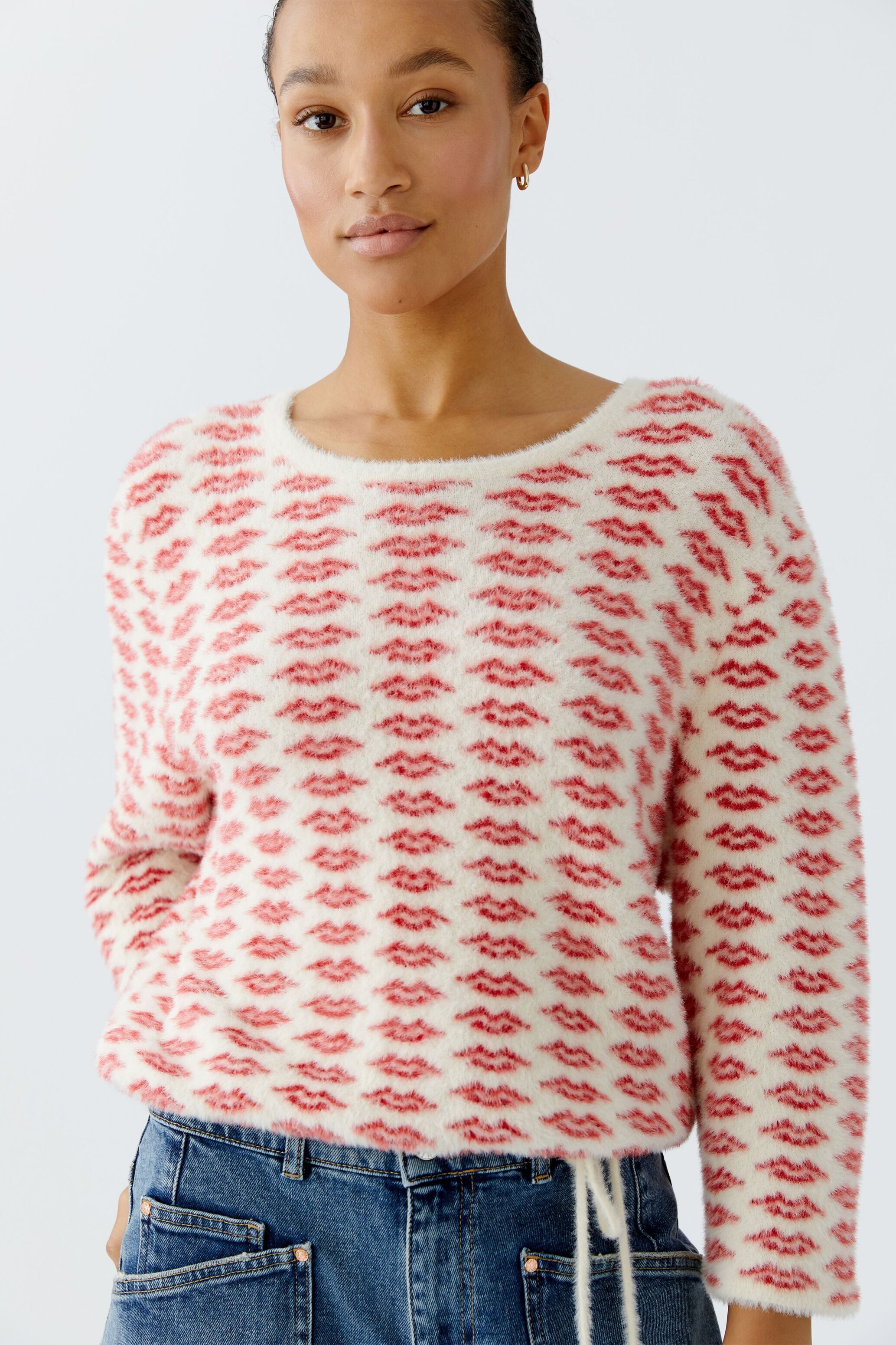 Oui Rundhalspullover Pullover