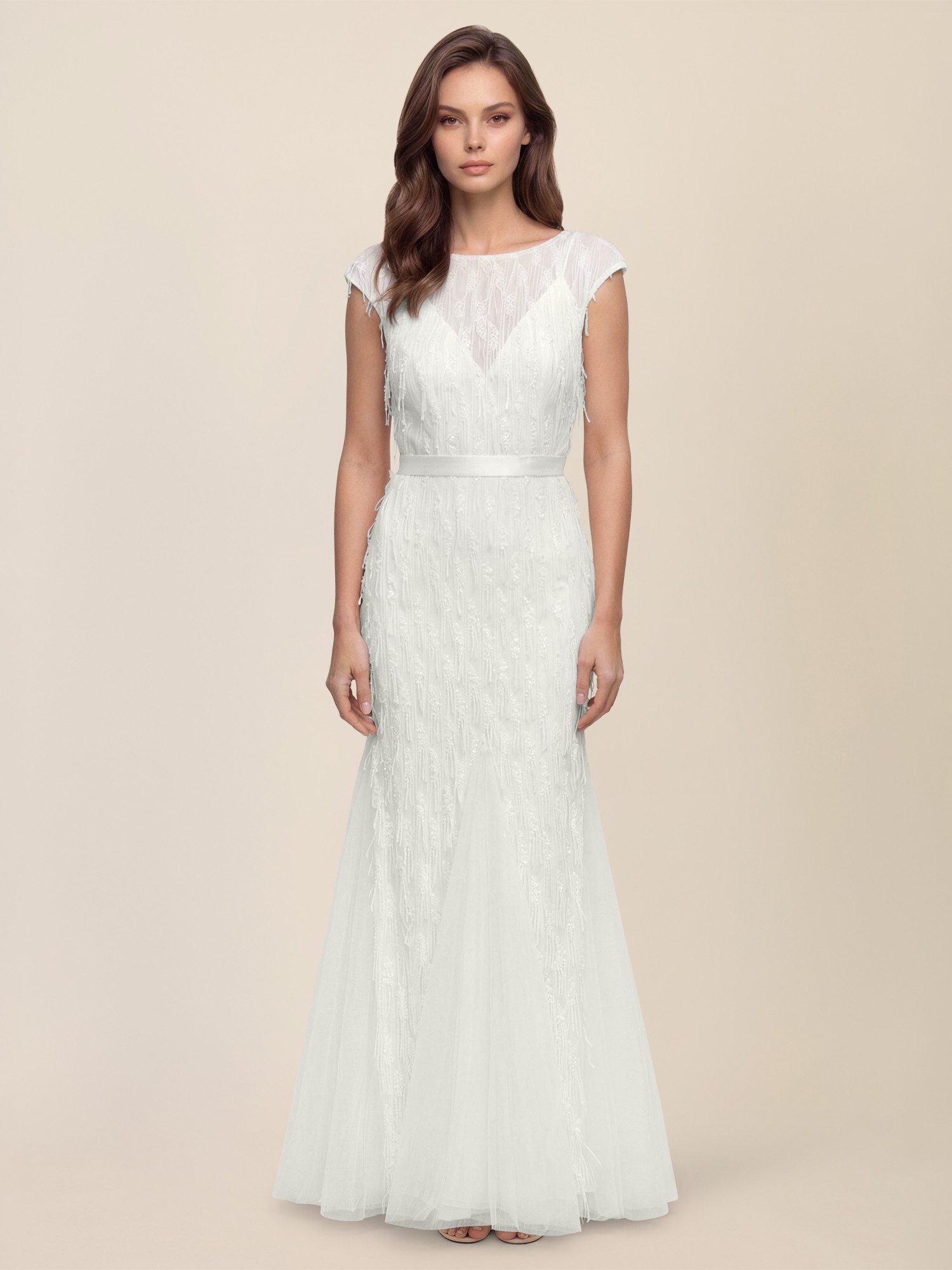 Apart Abendkleid mit Paillettenstickerei und Tüll-Godets