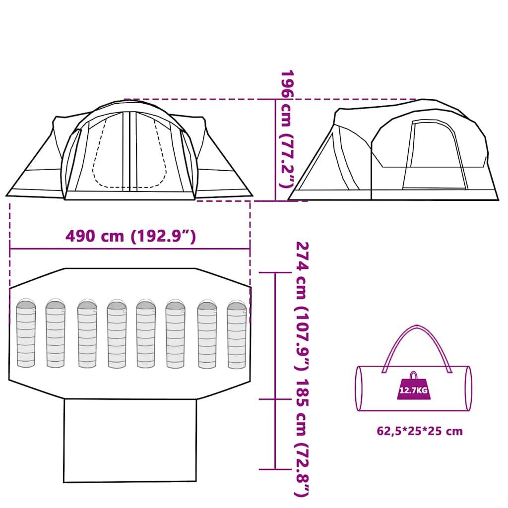 vidaXL Tipi-Zelt Tipi-Familienzelt 8 Personen Grau und Orange Wasserdicht, Personen: 8 (1 tlg)
