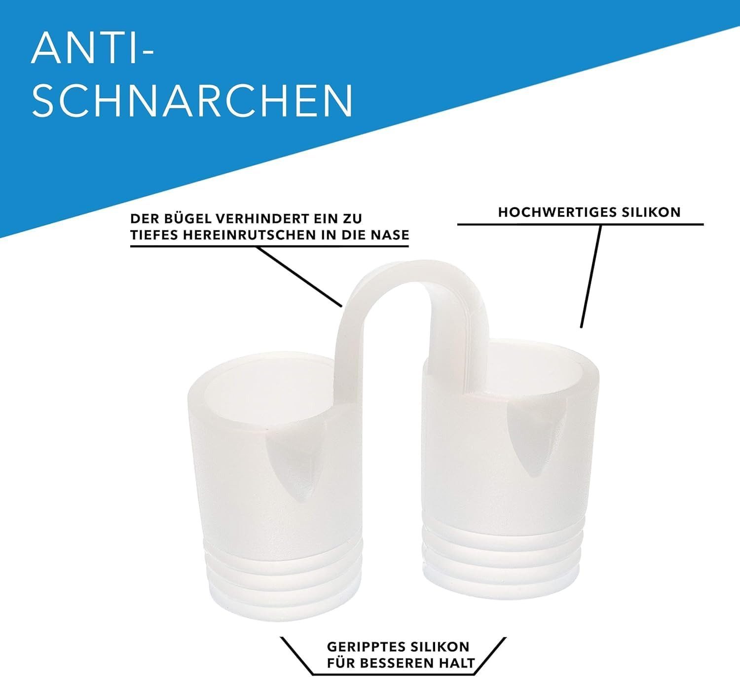 Geschenkehöhle Schnarchstopper Anti-Schnarch Nasenclip Set aus Silikon – 4 Größen, Wiederverwendbar, Freier atmen, ruhiger schlafen – komfortabel & diskret