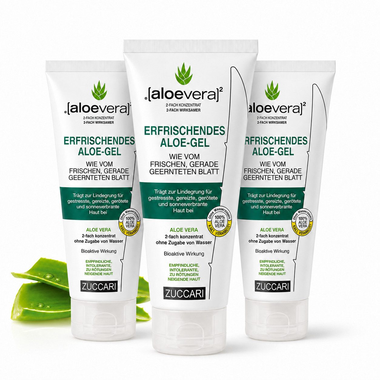 [aloevera]2 Körpergel [aloevera]2 Erfrischendes Aloe Vera Gel von Zuccari 150ml bei Sonnenbrand, Insektenstiche, Windeldermatitis & wunden Hautstellen