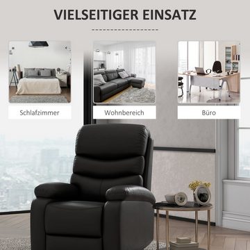 HOMCOM Relaxsessel Liegesessel Sessel mit Liegefunktion TV-Sessel mit 145° Neigungswinkel (Fernsehsessel, 1-St., Seniorensessel), bis 125 kg Belastbar, Schwarz 78 x 90 x 105 cm