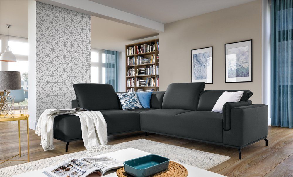 Stylefy Ecksofa Ballenger, L-Form, Eckcouch, Design, Bettkasten, Modern und inklusive bestellbar, oder rechts links im Kopfteilverstellung frei mit mane stellbar, Bettfunktion Raum