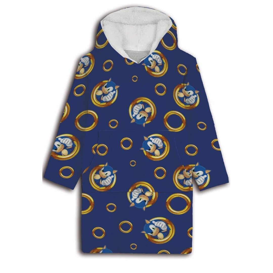 Sonic The Hedgehog Sweatponcho Sonic the Hedgehog Herren Kuschelponcho Kuscheldecke mit Ärmeln Kapuze Tasche
