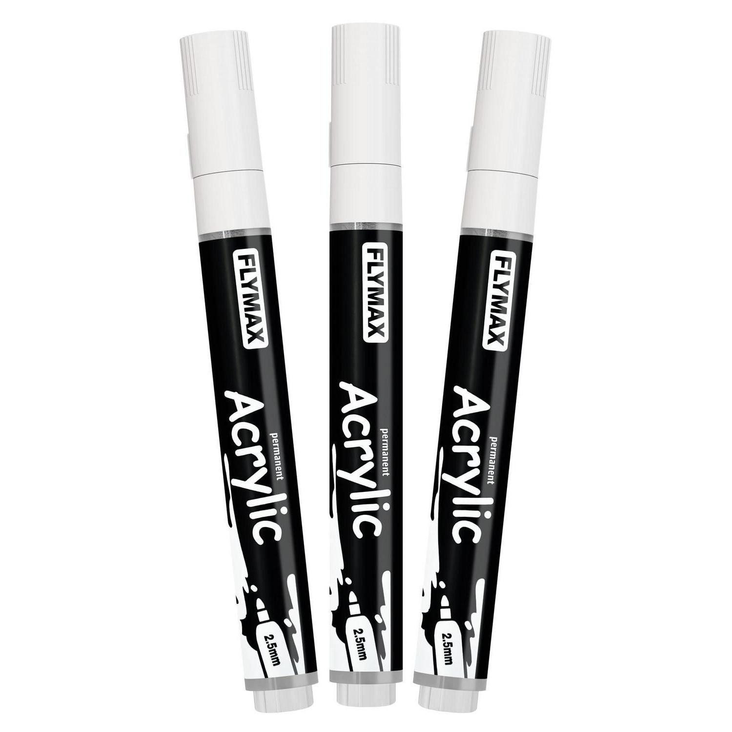 LuxusKollektion Permanentmarker Marker Stifte Weiß 2,5mm Acryl (3er Pack)