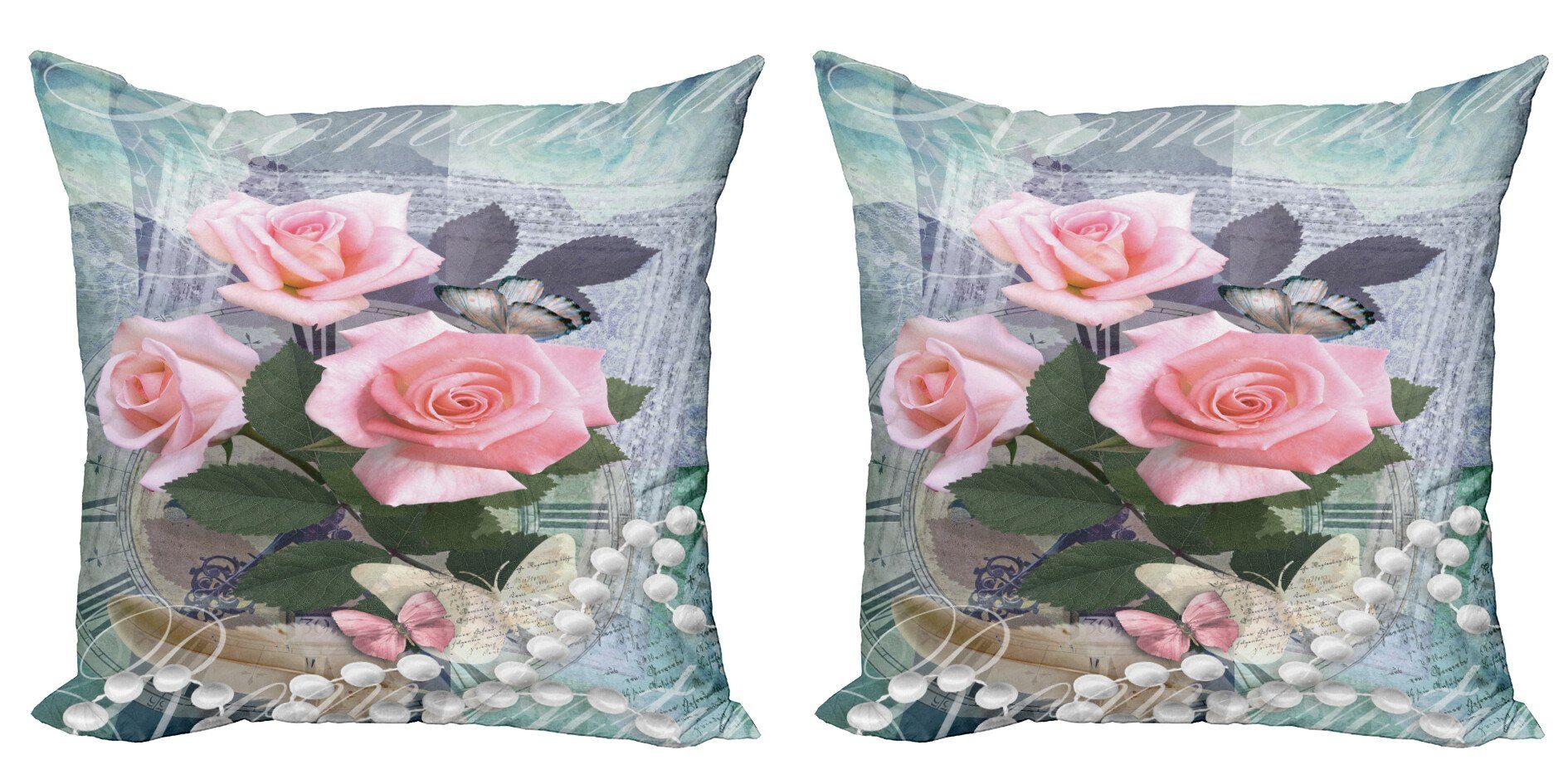 Rose Abakuhaus Digitaldruck, Modern Blumen Accent Stück), Romanze Doppelseitiger Vintage Kissenbezüge (2