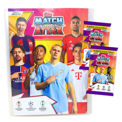 Topps Sammelkarte Topps Match Attax Karten Champions League 2023-2024 - 1 Mappe + 2, Match Attax Karten Champions League 2023-2024 - 1 Mappe + 2 Booster