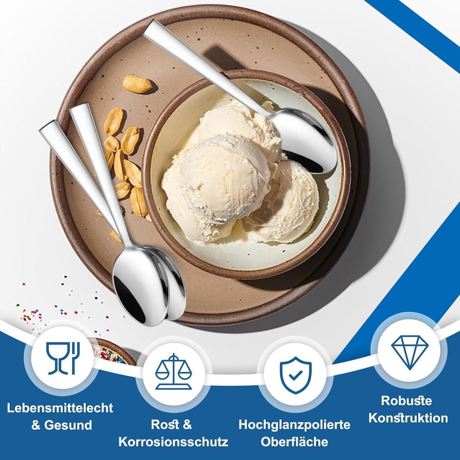 LuxusKollektion Espressolöffel Teelöffel Edelstahl Espressolöffel Spülmaschinenfest 13cm 24