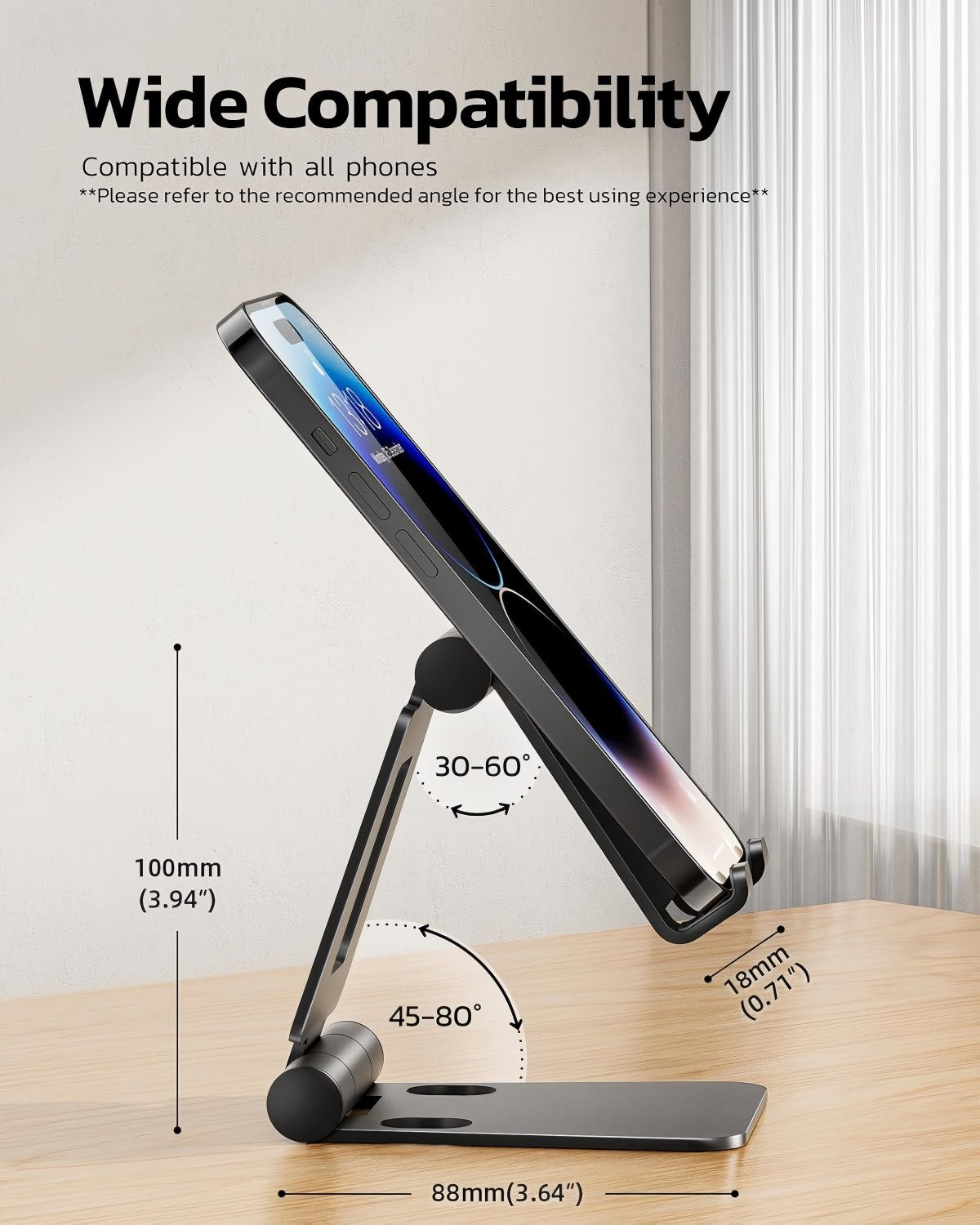 Refined Living Smartphone-Halterung 2 Stück Handy Ständer Faltbar & Verstellbar, Handy Halterung Tisch, (bis 8 Zoll, Handyhalter universal, Smartphone Halter, H – Bild 3 von 5