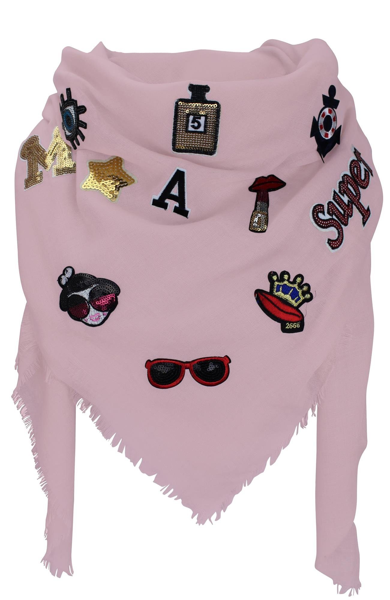 LOREZA Schal Damen XXL Patches Sticker Schal Tuch Halstuch Damenschal günstig online kaufen